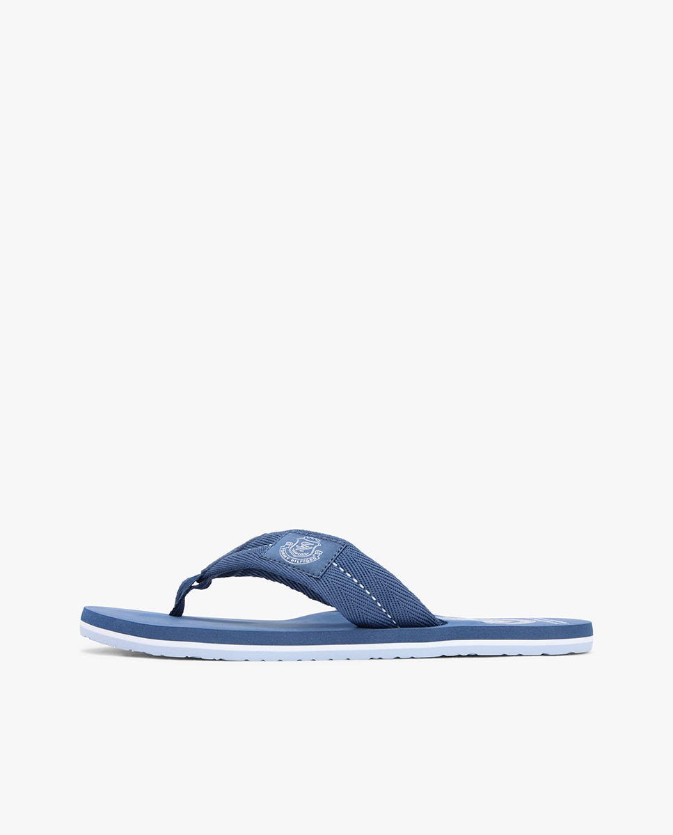 Chinelos Lisos com Logótipo Bordado Azul-índigo-2