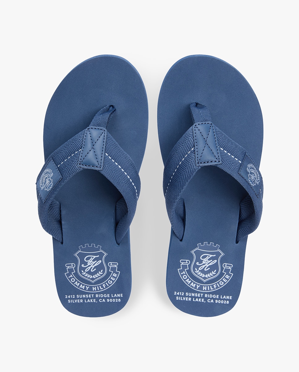Chinelos Lisos com Logótipo Bordado Azul-índigo-6