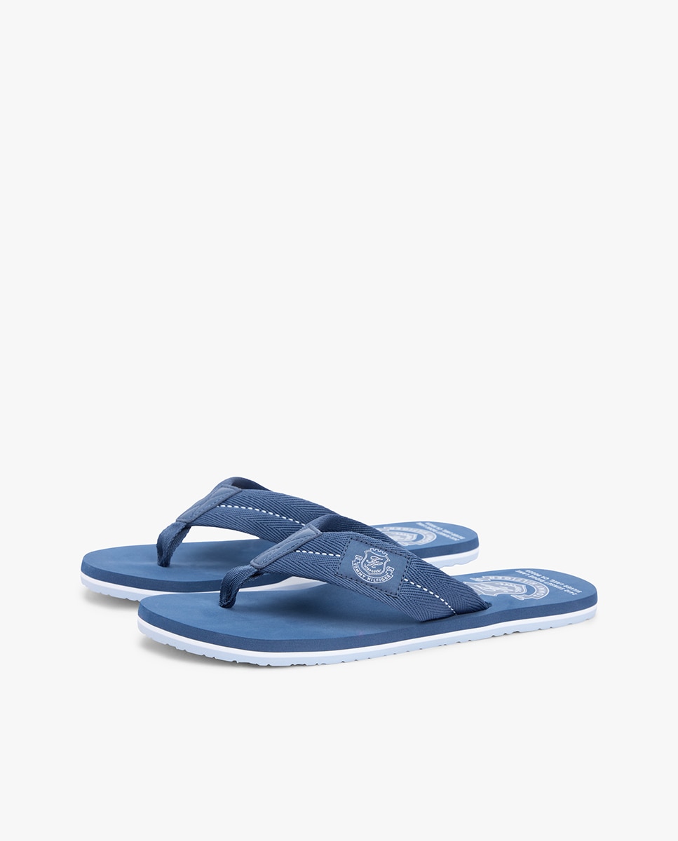 Chinelos Lisos com Logótipo Bordado Azul-índigo-7