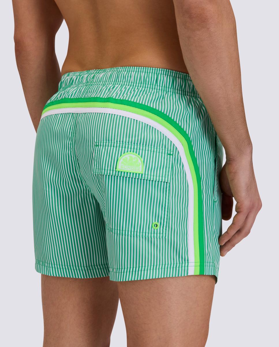Calções de Banho em Poliéster Reciclado Repreve com Arco-Íris 14" às Riscas Estampado-2