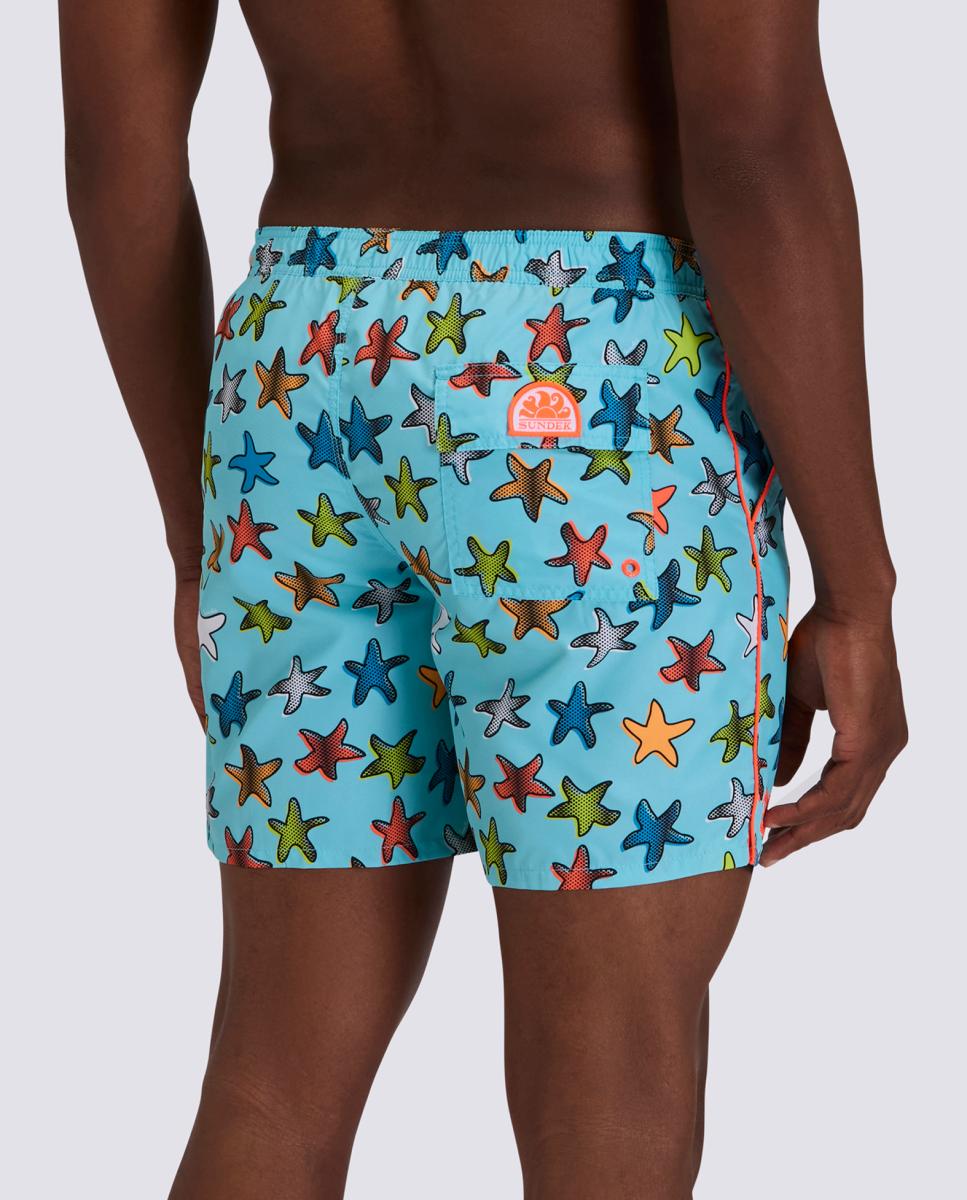 Calções de Banho em Poliéster Reciclado Repreve 16" com Estrelas Estampado-2