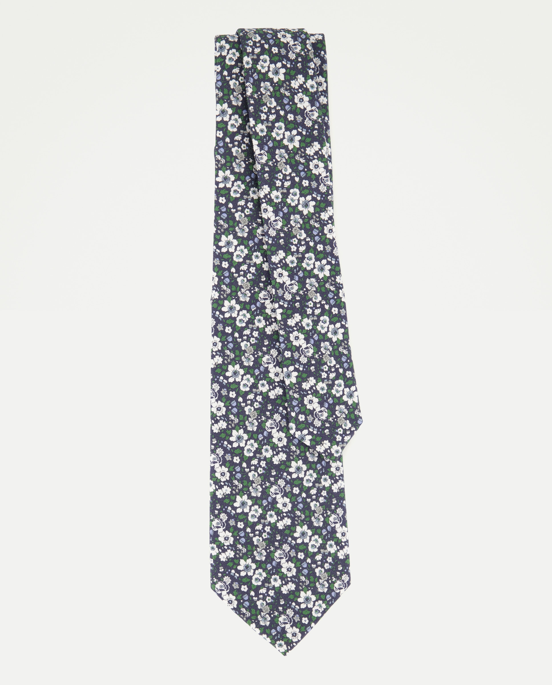 Gravata de Coleção Antimanchas com Estampado Floral Azul-marinho-2