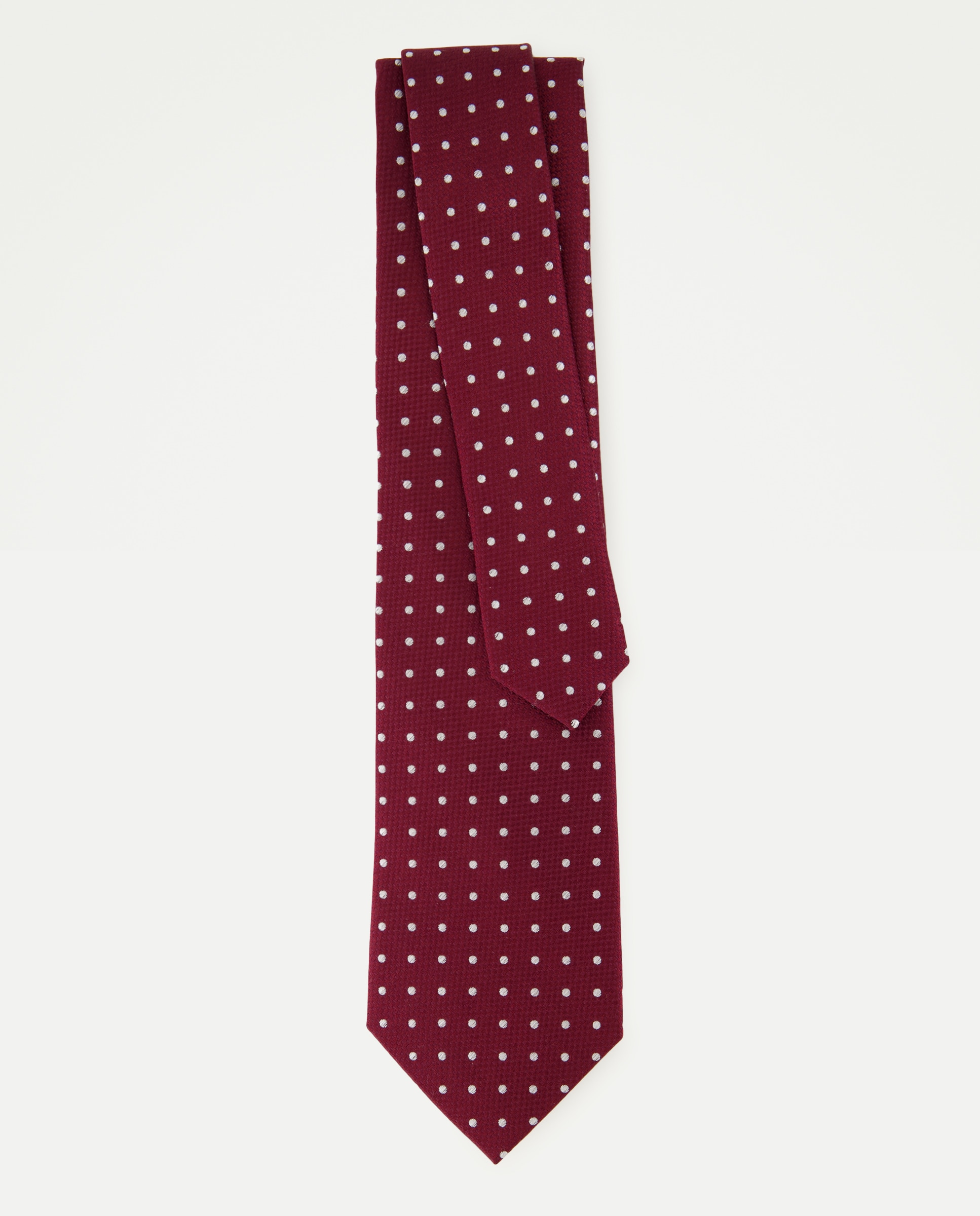 Corbata de seda de topos. - Dustin - Burdeos Burdeos-2