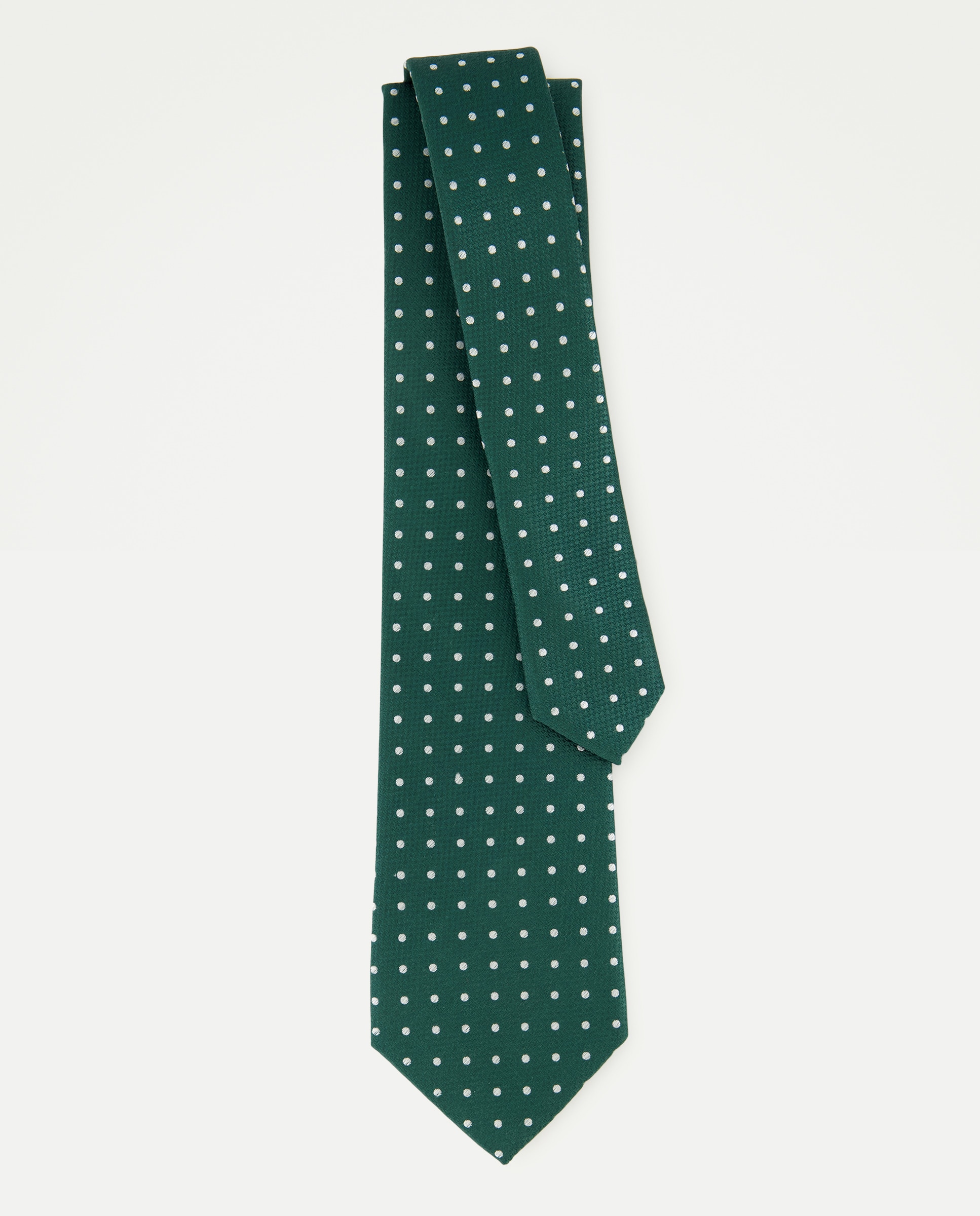 Corbata de seda de topos. - Dustin - Verde Verde-2
