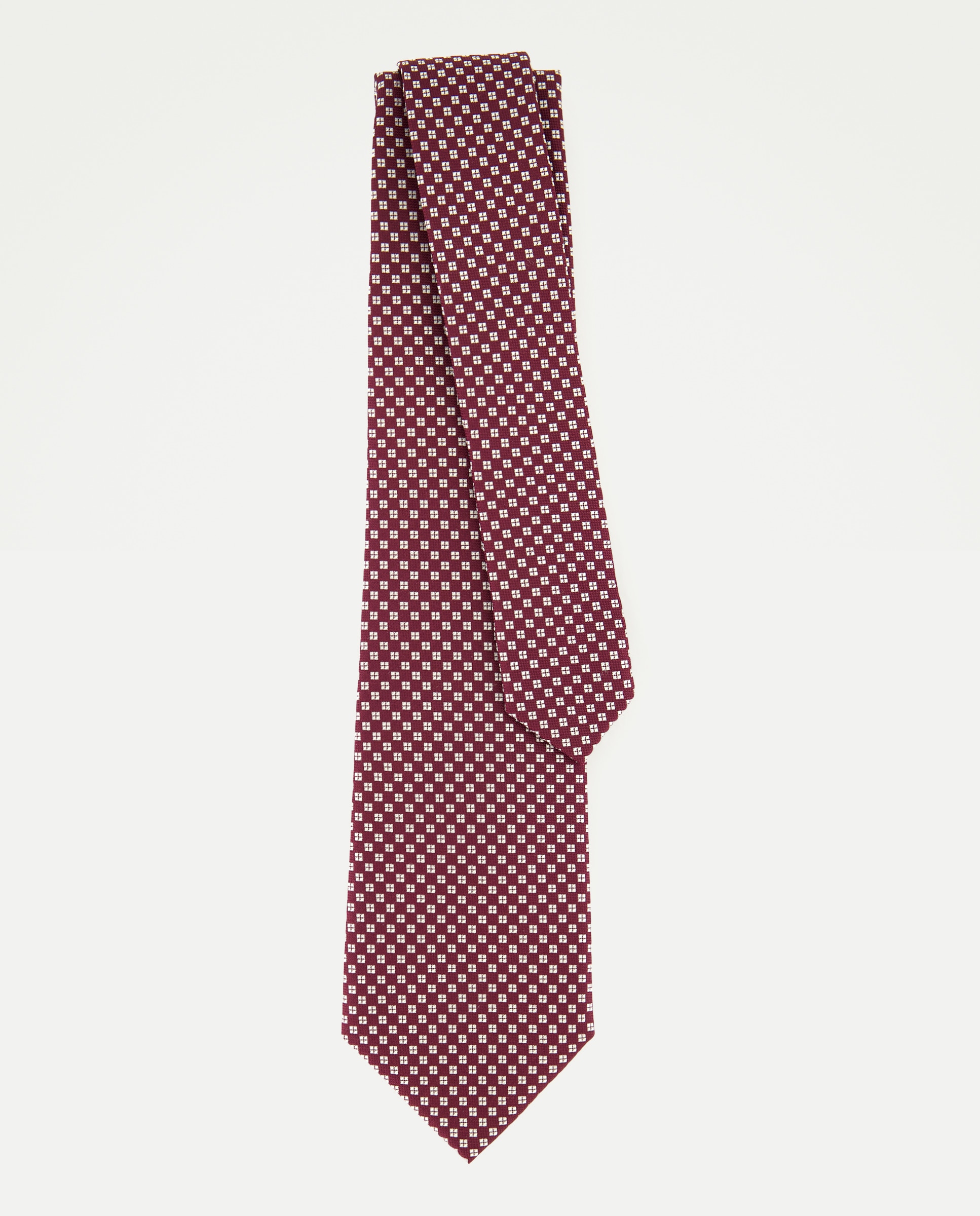 Corbata de seda de cuadros. - Dustin - Burdeos Burdeos-2