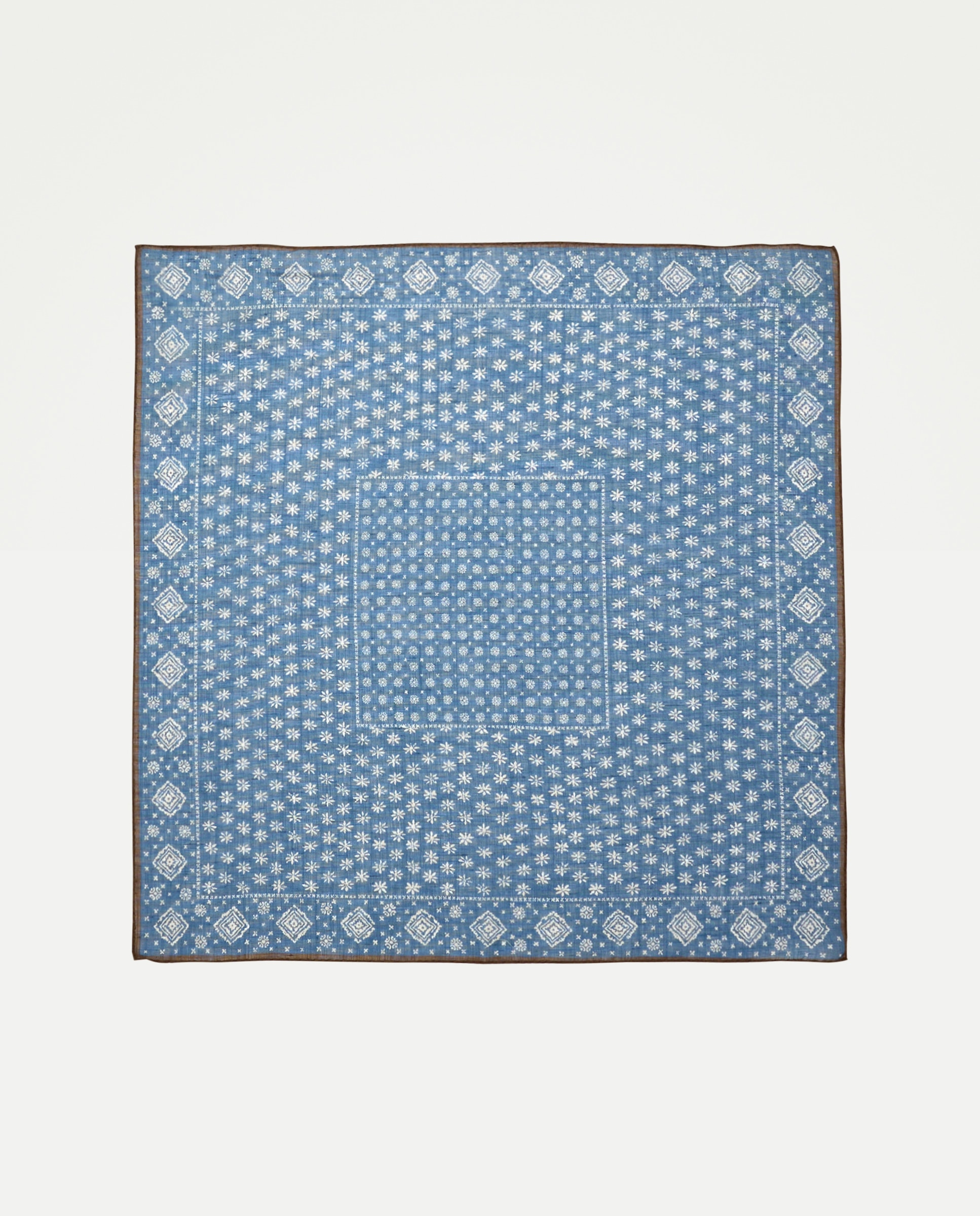 Lenço bandana em mistura de linho Azul-2