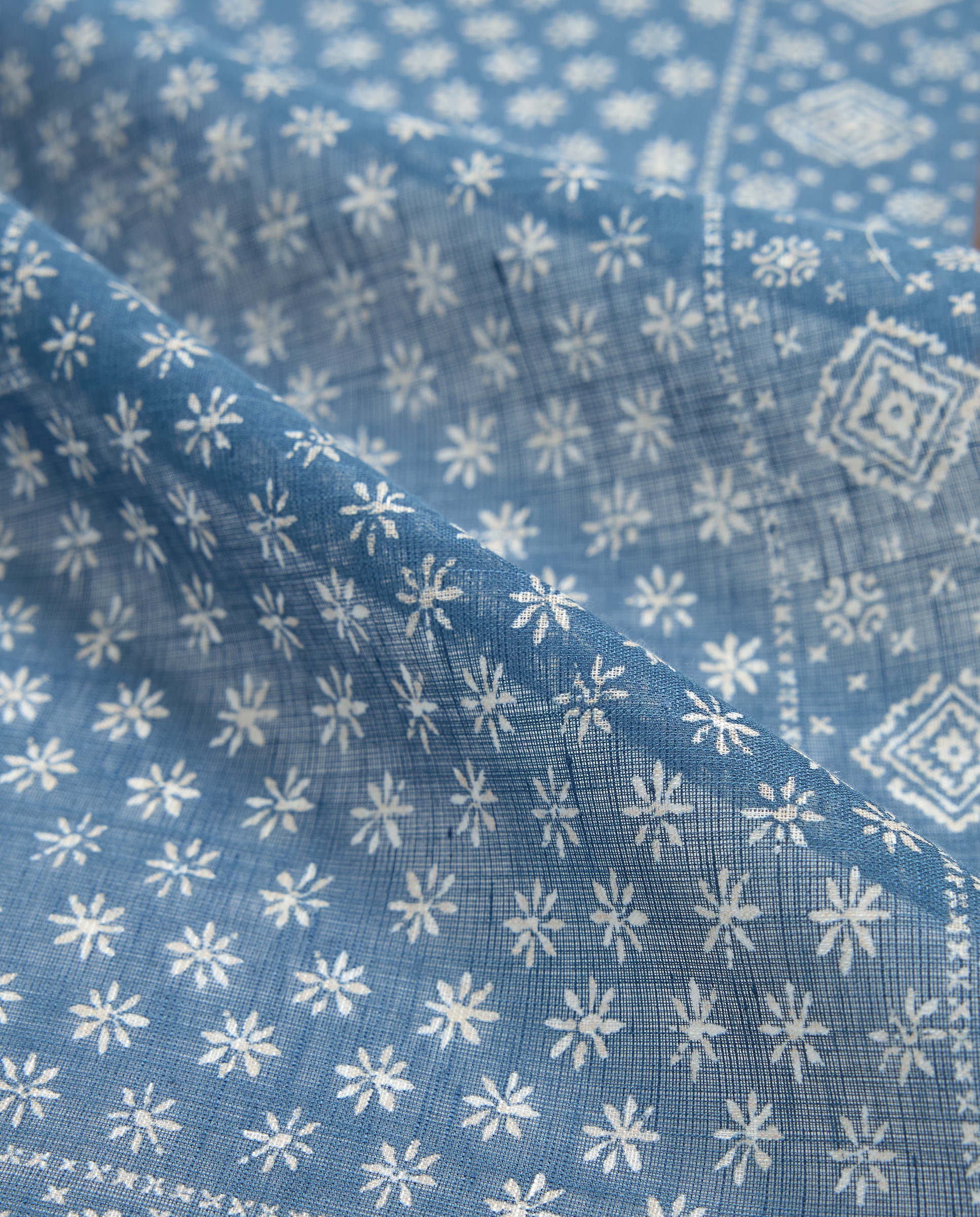 Lenço bandana em mistura de linho Azul-3