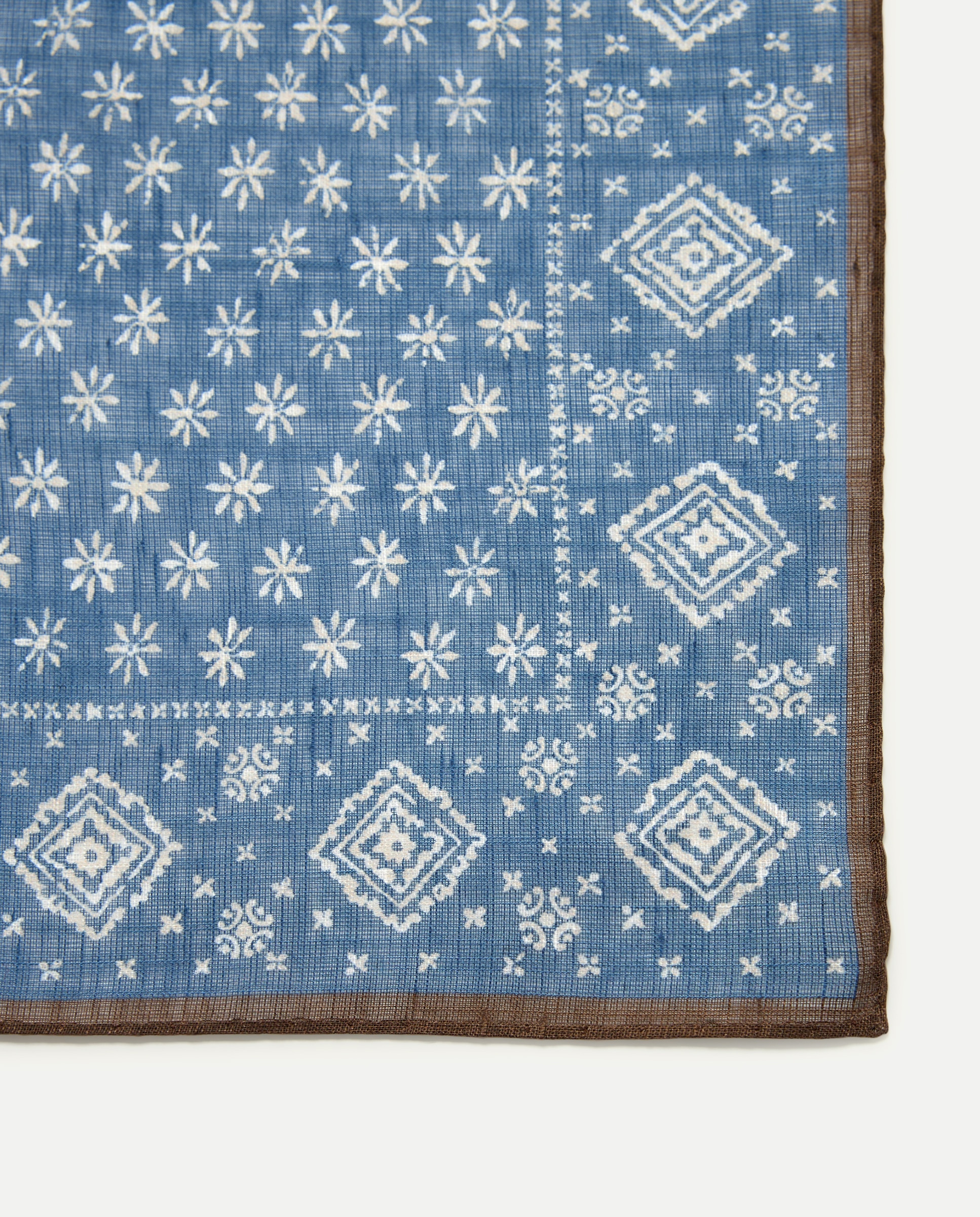 Lenço bandana em mistura de linho Azul-4
