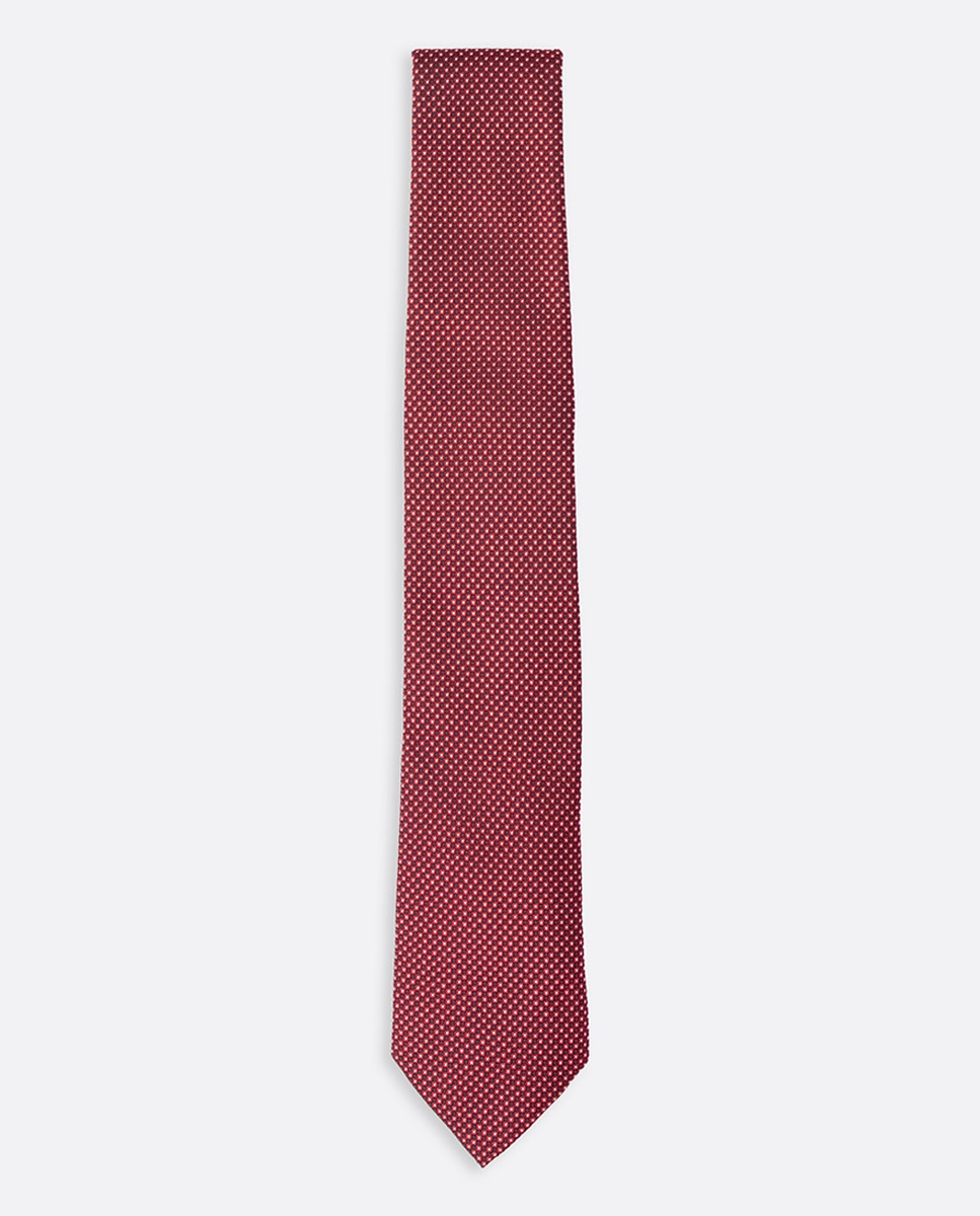 Gravata de Seda com Micro Estampado Bordeaux-1