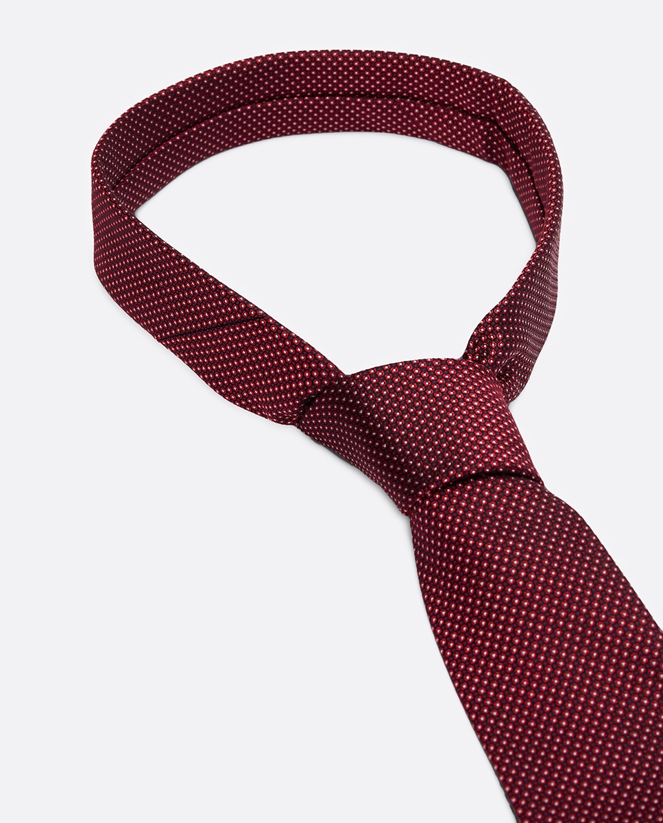 Gravata de Seda com Micro Estampado Bordeaux-2