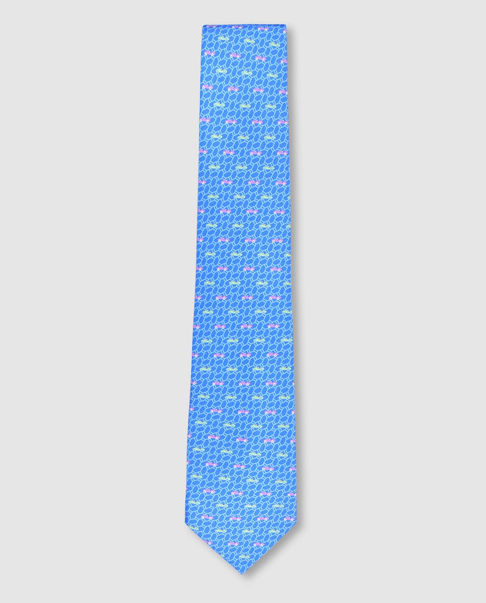 Gravata de Seda Estampada Azul-1
