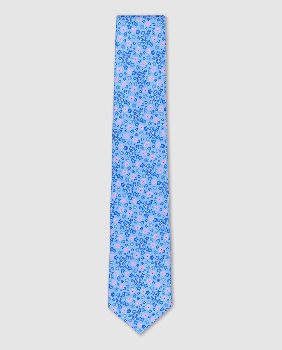 Imagen 0 de Corbata seda estampada de hombre Azul claro