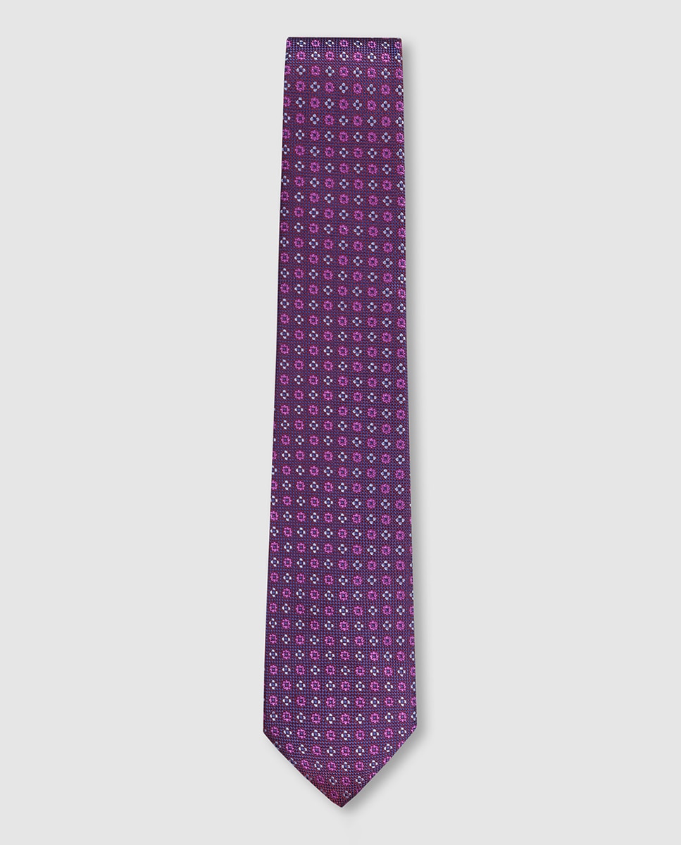 Gravata de Seda Natural com Jacquard de Microdesenho Roxo-1
