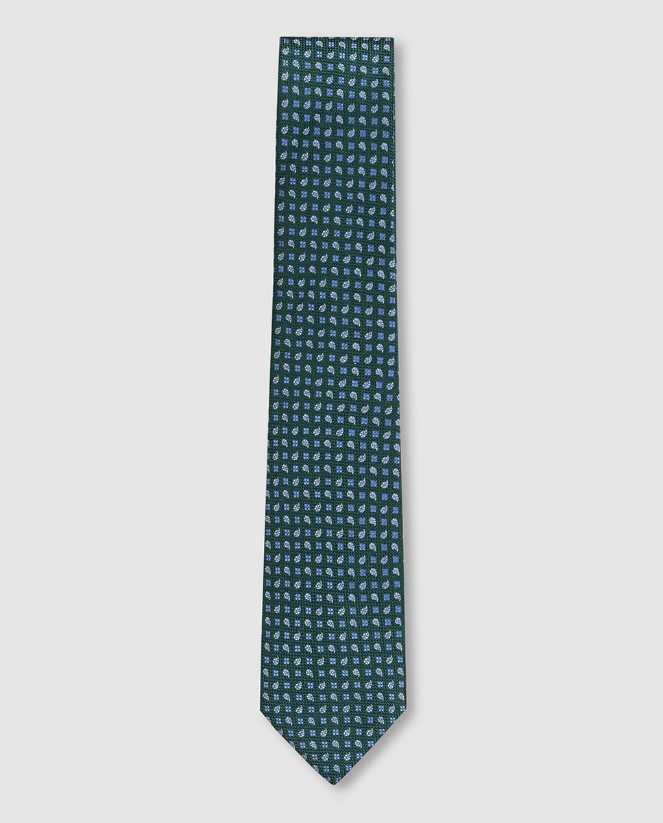 Gravata de Seda Natural com Jacquard de Microdesenho Verde-1