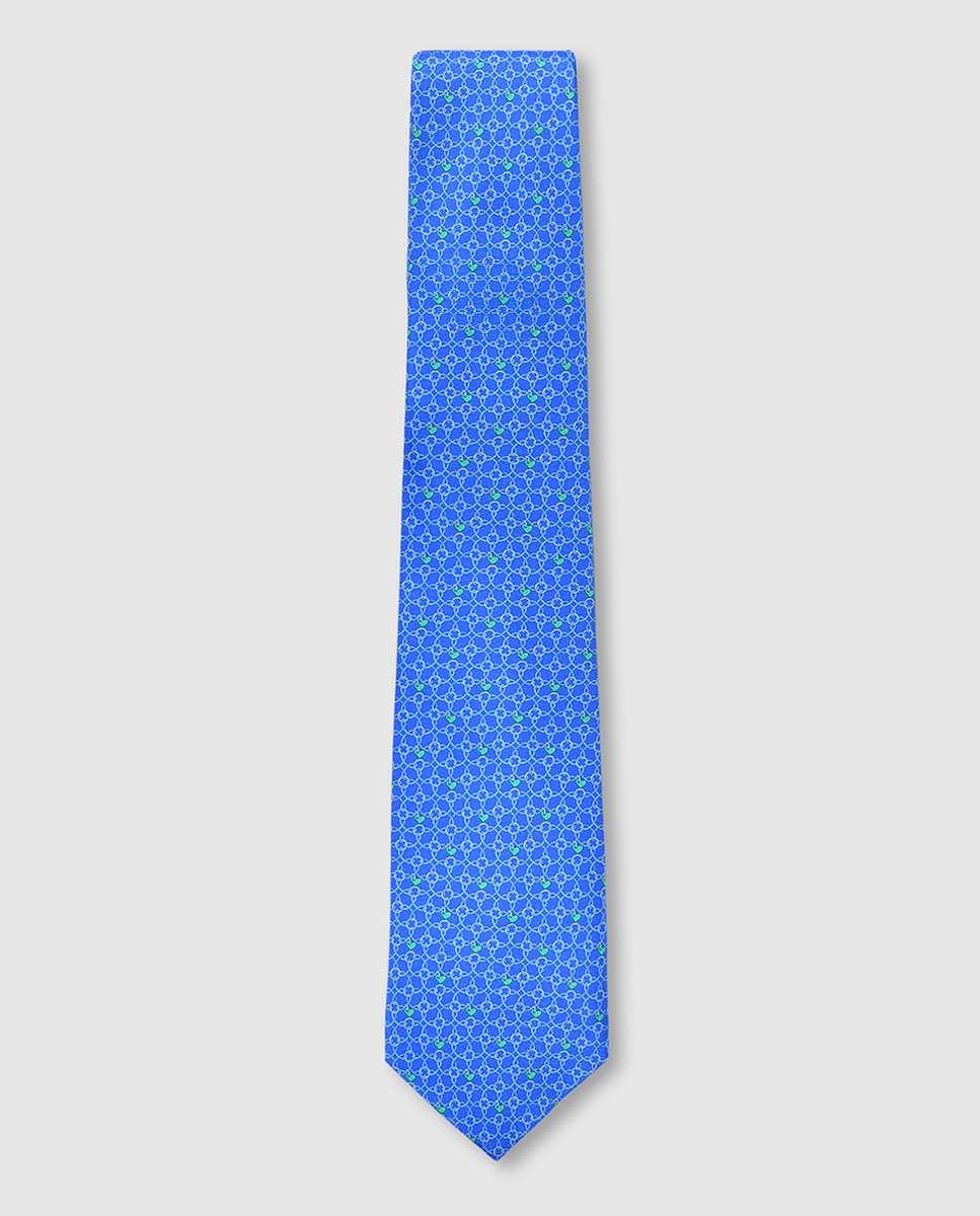 Gravata de Seda Estampada Azul-1