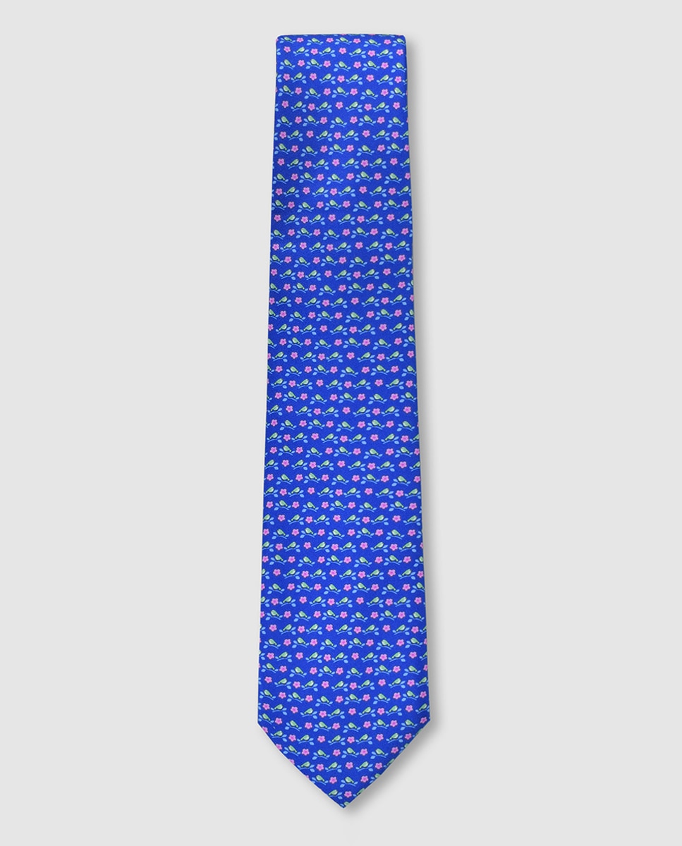 Gravata de Seda Estampada Azul-1