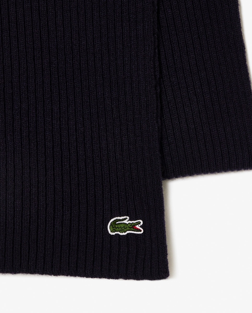 Cachecol Canelado de Lã Azul-marinho-2