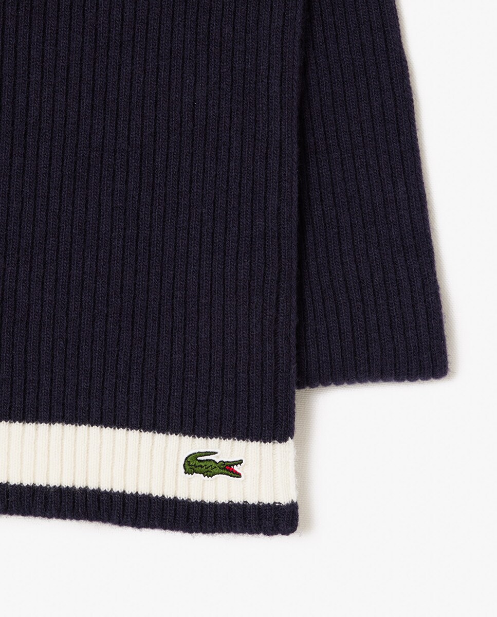 Cachecol Canelado de Lã Azul-marinho-2