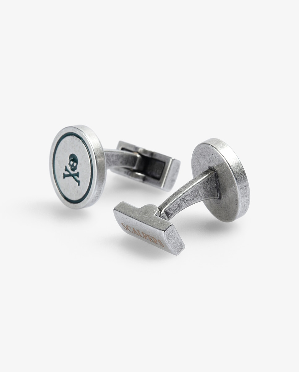 Botões de Punho Redondos com Logótipo Gravado Ouro-3