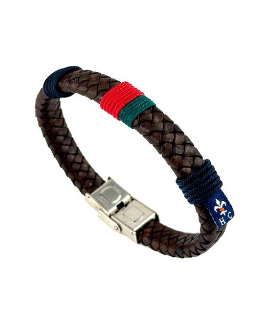 Imagem 0 de Pulseira Menorca em Pele com Cordão Vermelho/Verde