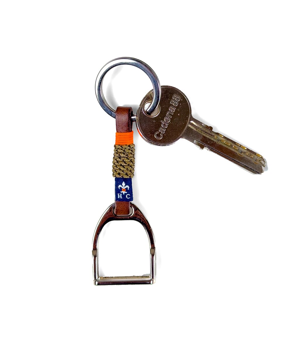 Porta-Chaves em Pele com Estribo Bege-2