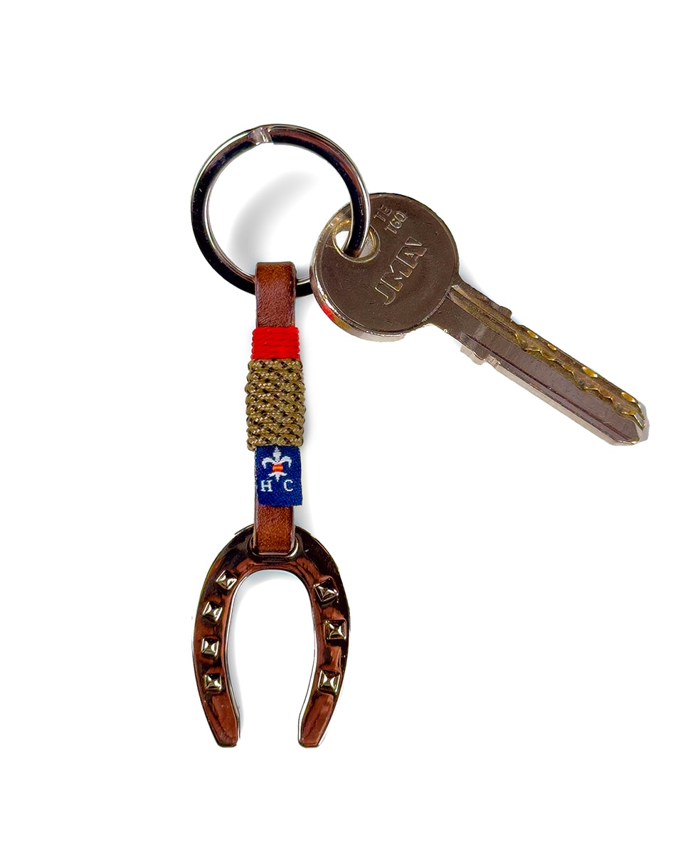 Porta-Chaves em Pele com Ferradura Bege-2