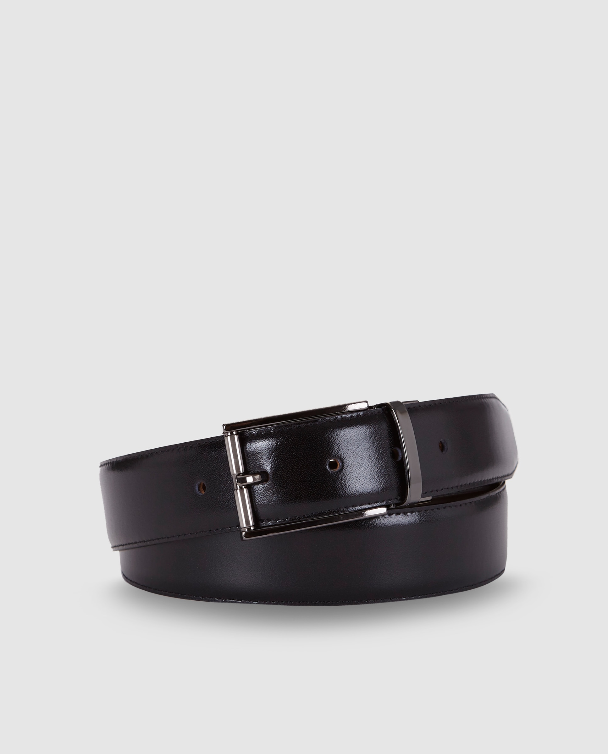 Cinto reversível de homem em pele preto e castanho Multicolor-1
