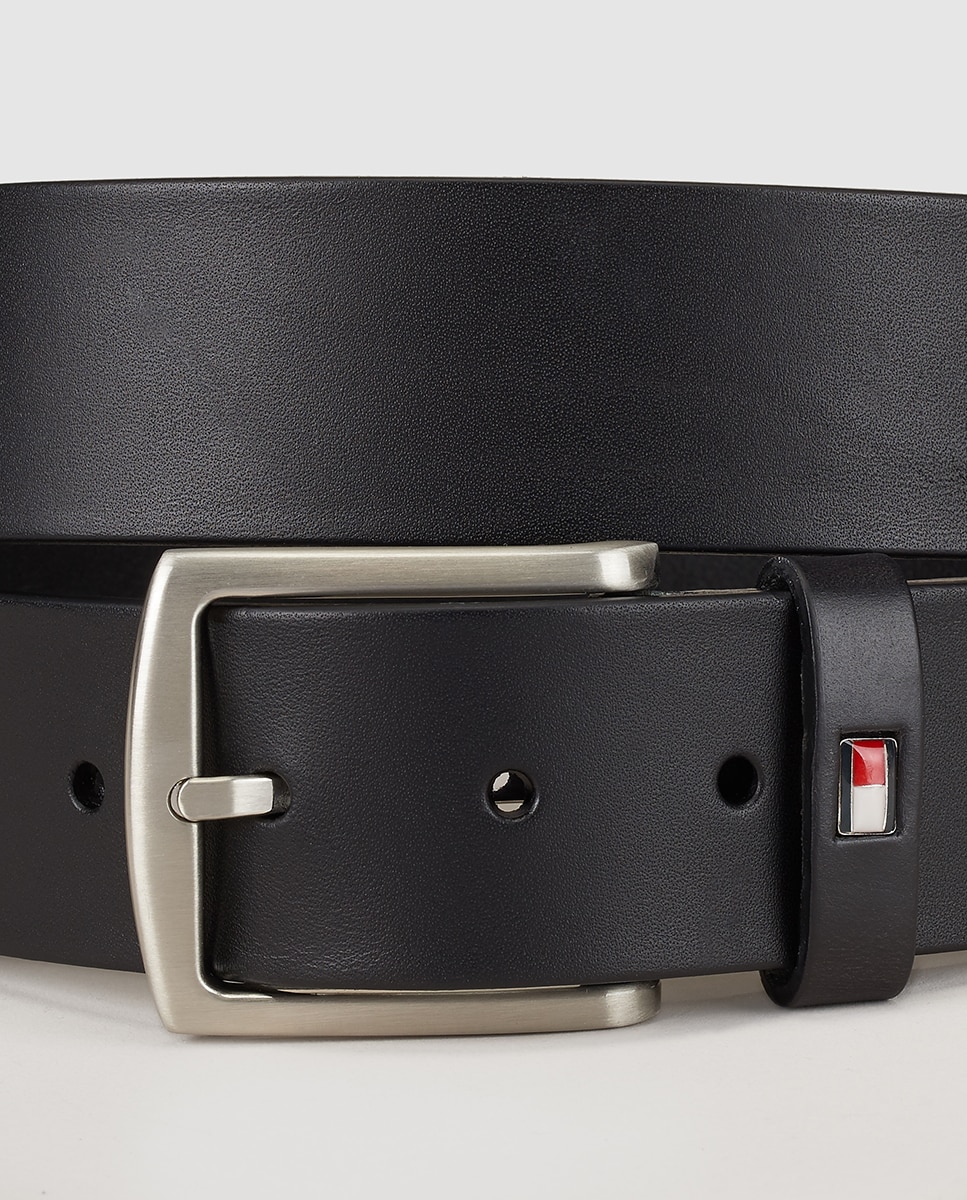 Cinturón de hombre de piel negro con logo - Tommy Hilfiger - Negro Negro-2