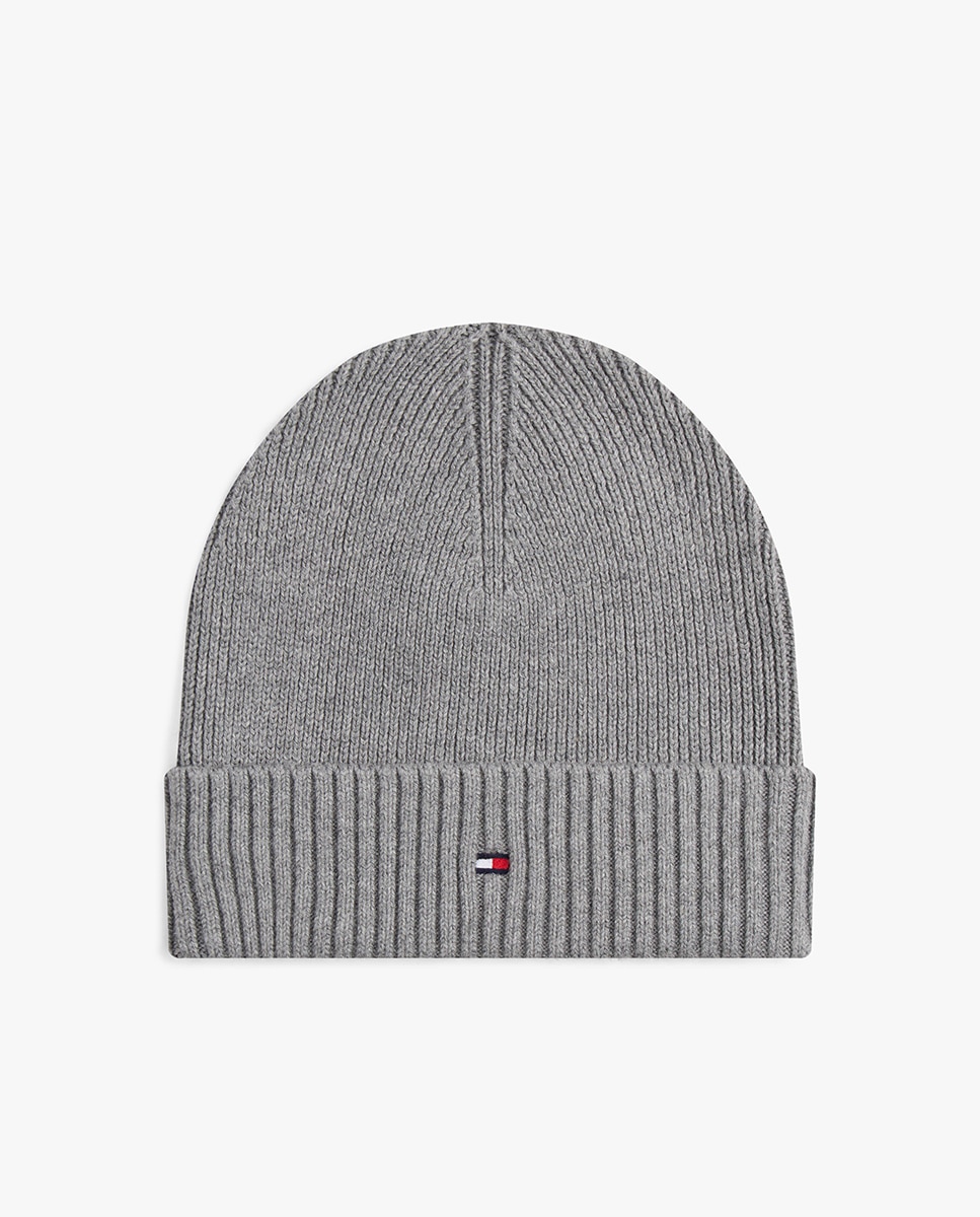 Gorro Liso de Algodão com Bandeira Cinzento-1