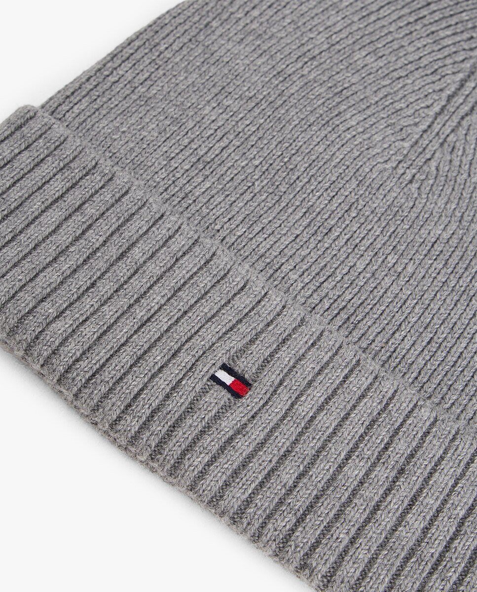 Gorro Liso de Algodão com Bandeira Cinzento-3