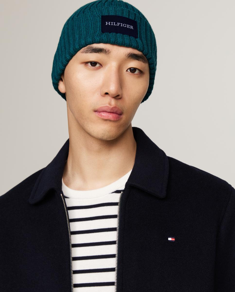 Gorro de algodón con parche logo de la marca - Tommy Hilfiger - Verde Verde-3
