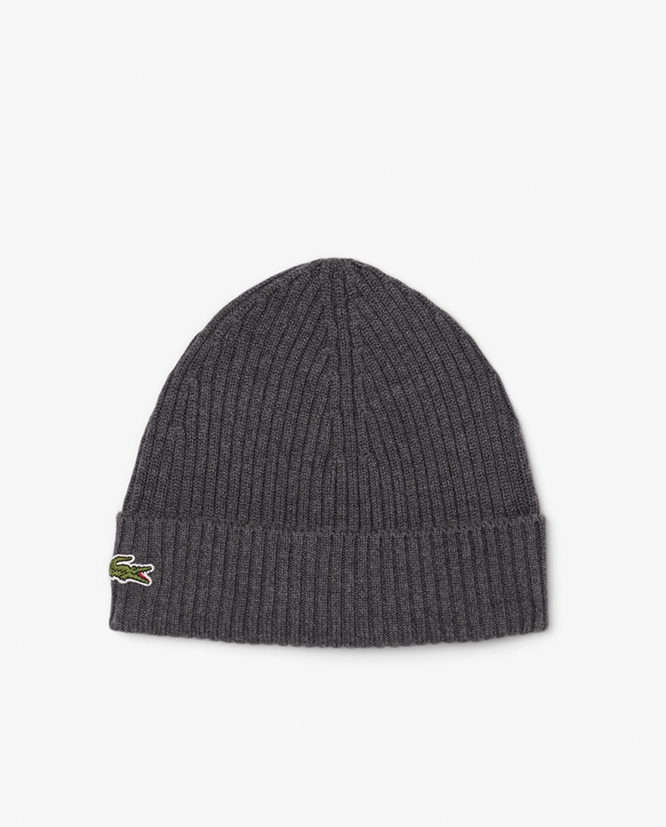 gorro de lana acanalada - Lacoste - Gris Gris-1