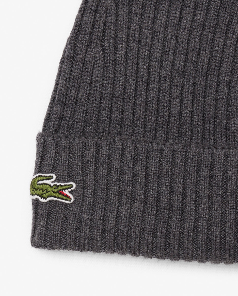 gorro de lana acanalada - Lacoste - Gris Gris-2