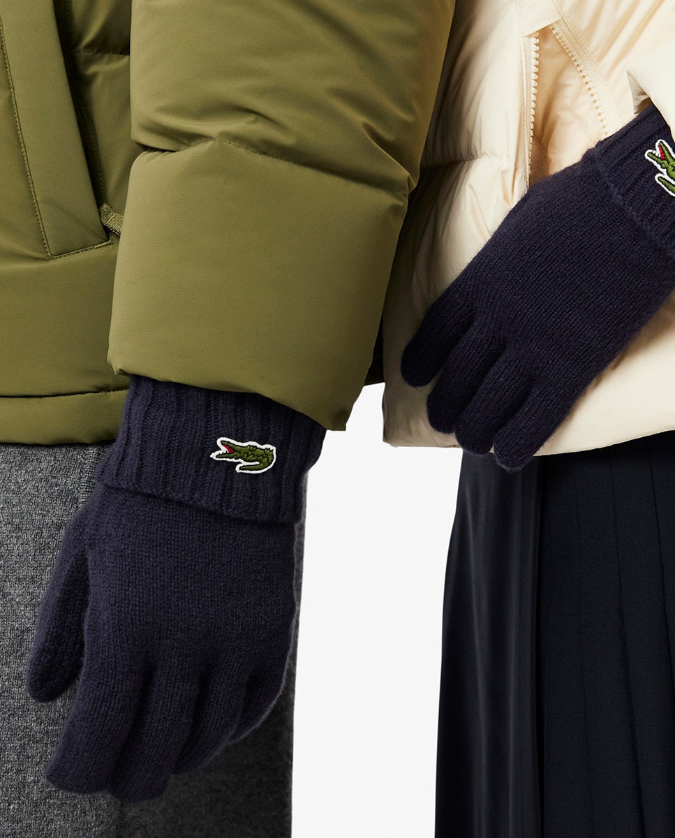 Guantes unisex lacoste en tejido de punto de lana - Azul Azul-1