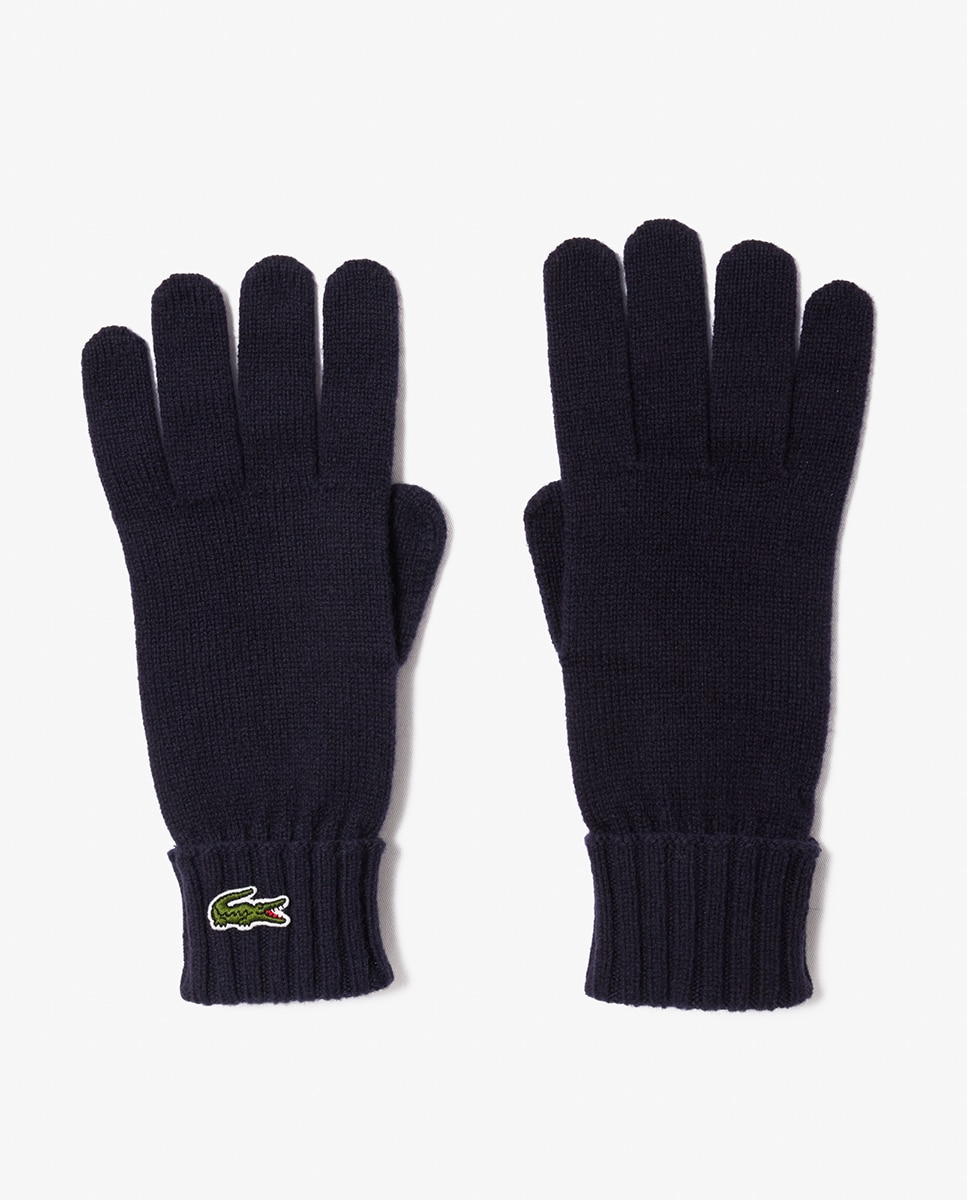 Guantes unisex lacoste en tejido de punto de lana - Azul Azul-4