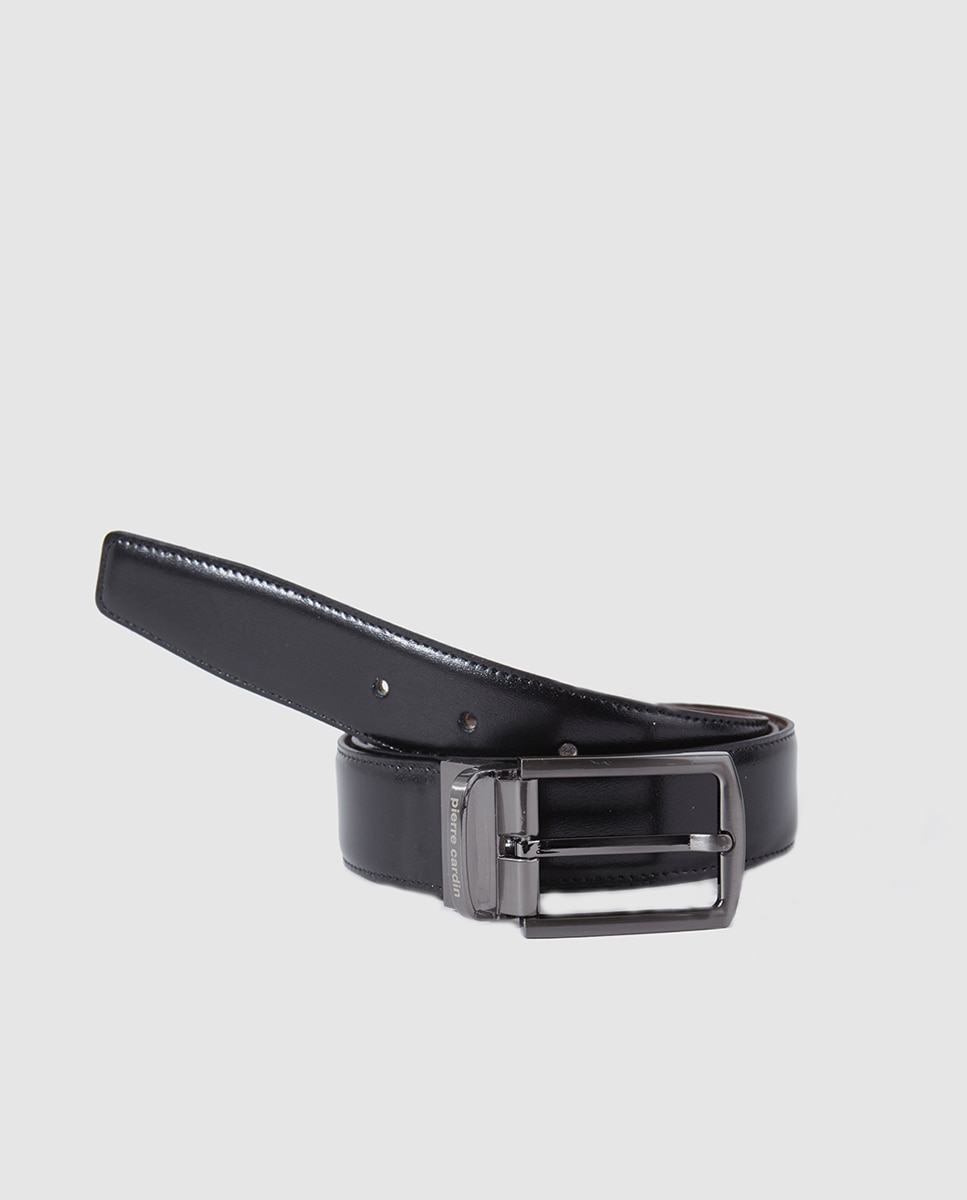 Cinto reversível em pele preto e castanho Preto-1