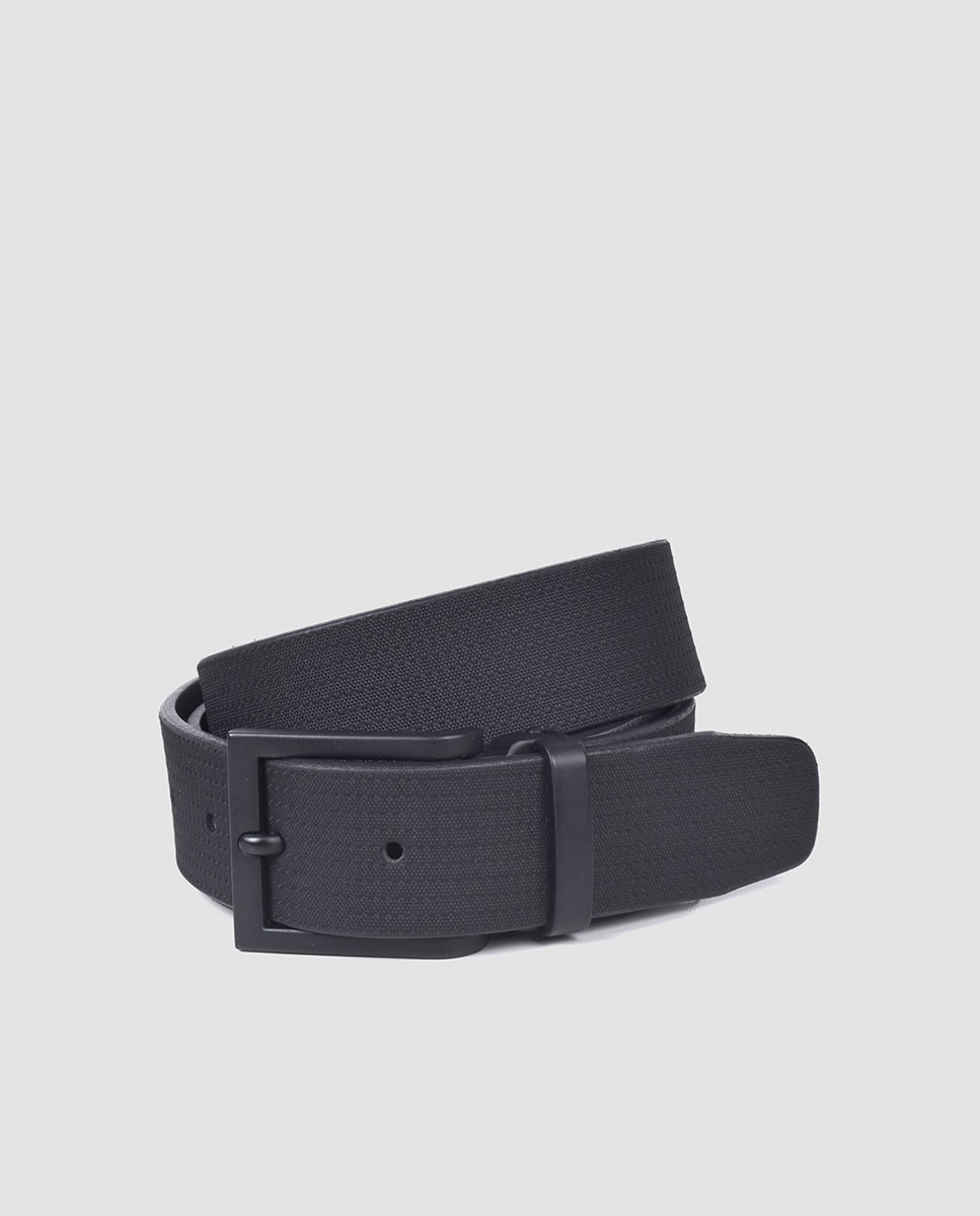 Cinto Raso Gravado com Fivela Metálica Preto-1