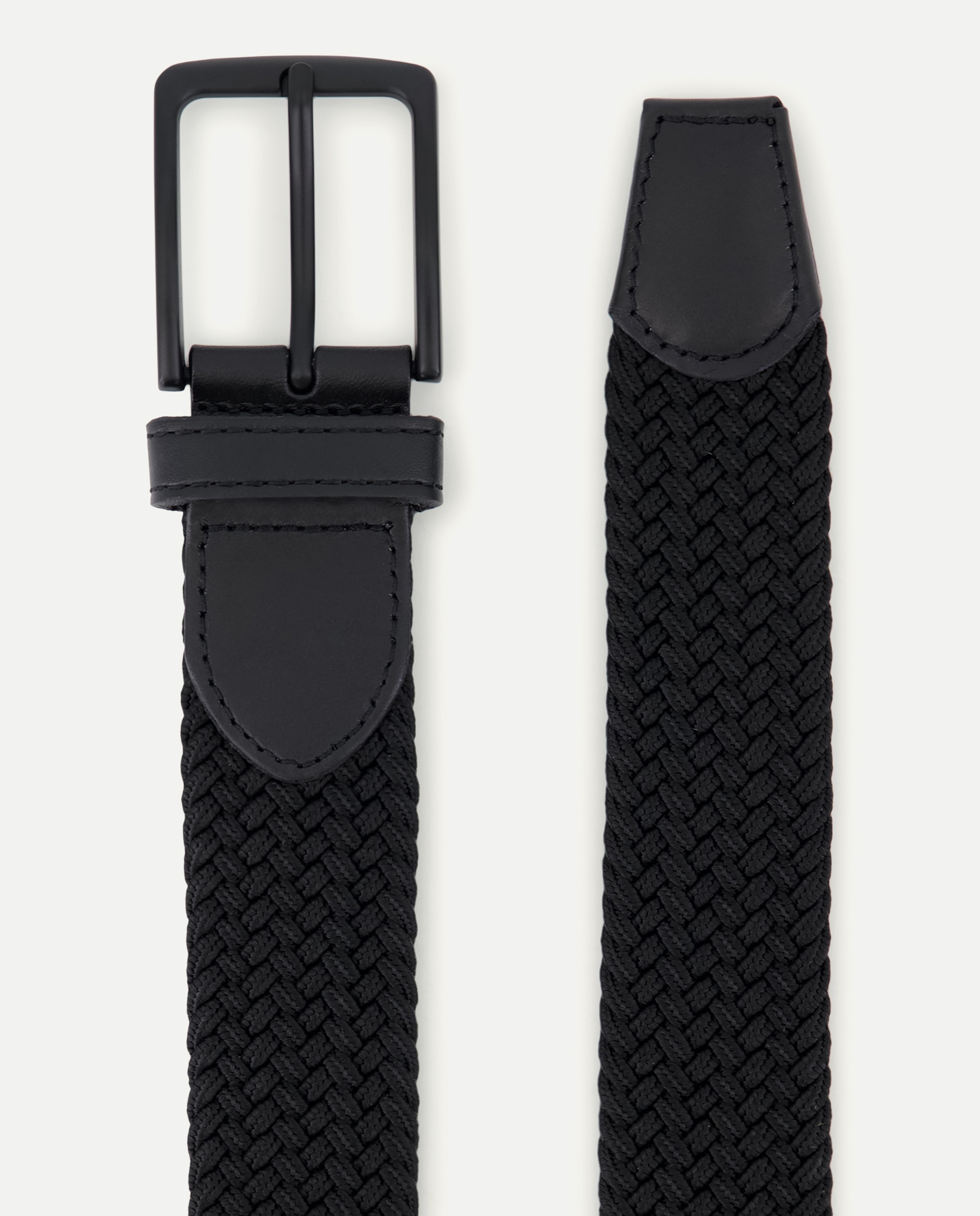 Cinto Elástico com Remates em Pele Preto-3