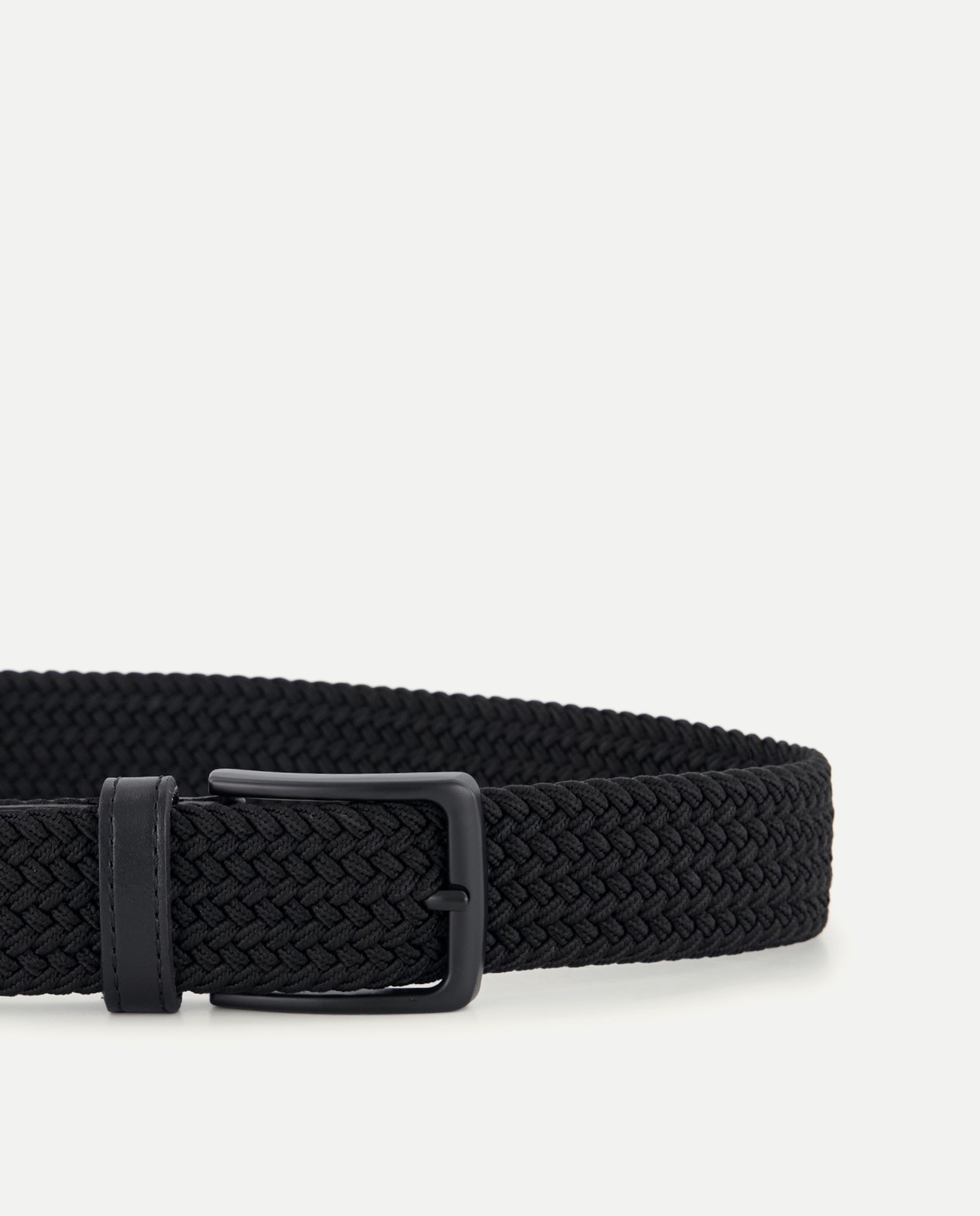 Cinto Elástico com Remates em Pele Preto-4