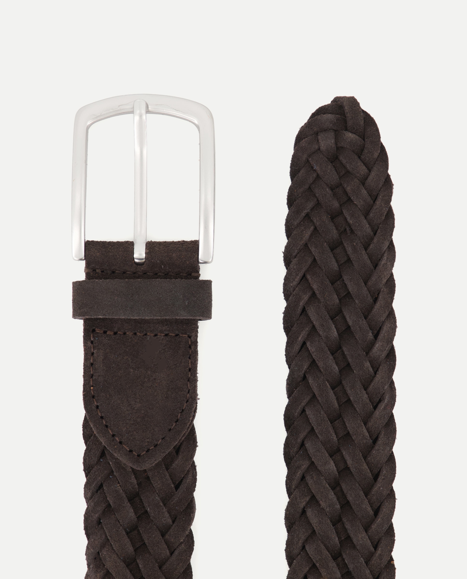 Cinturón de piel trenzado de colección. - Dustin - Marrón oscuro Marrón oscuro-2