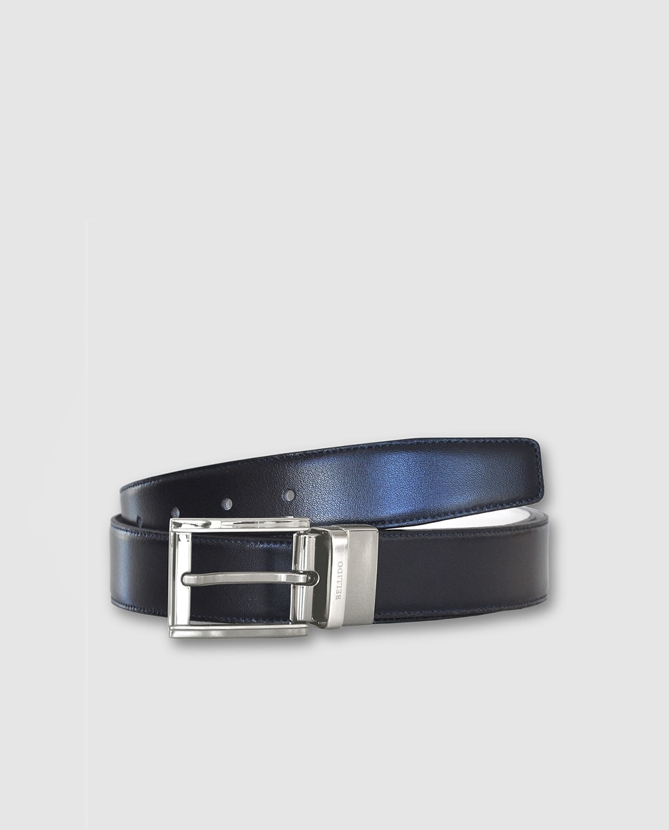 Cinto reversível em pele azul-marinho e branco. Fabricado em Espanha Multicolor-1