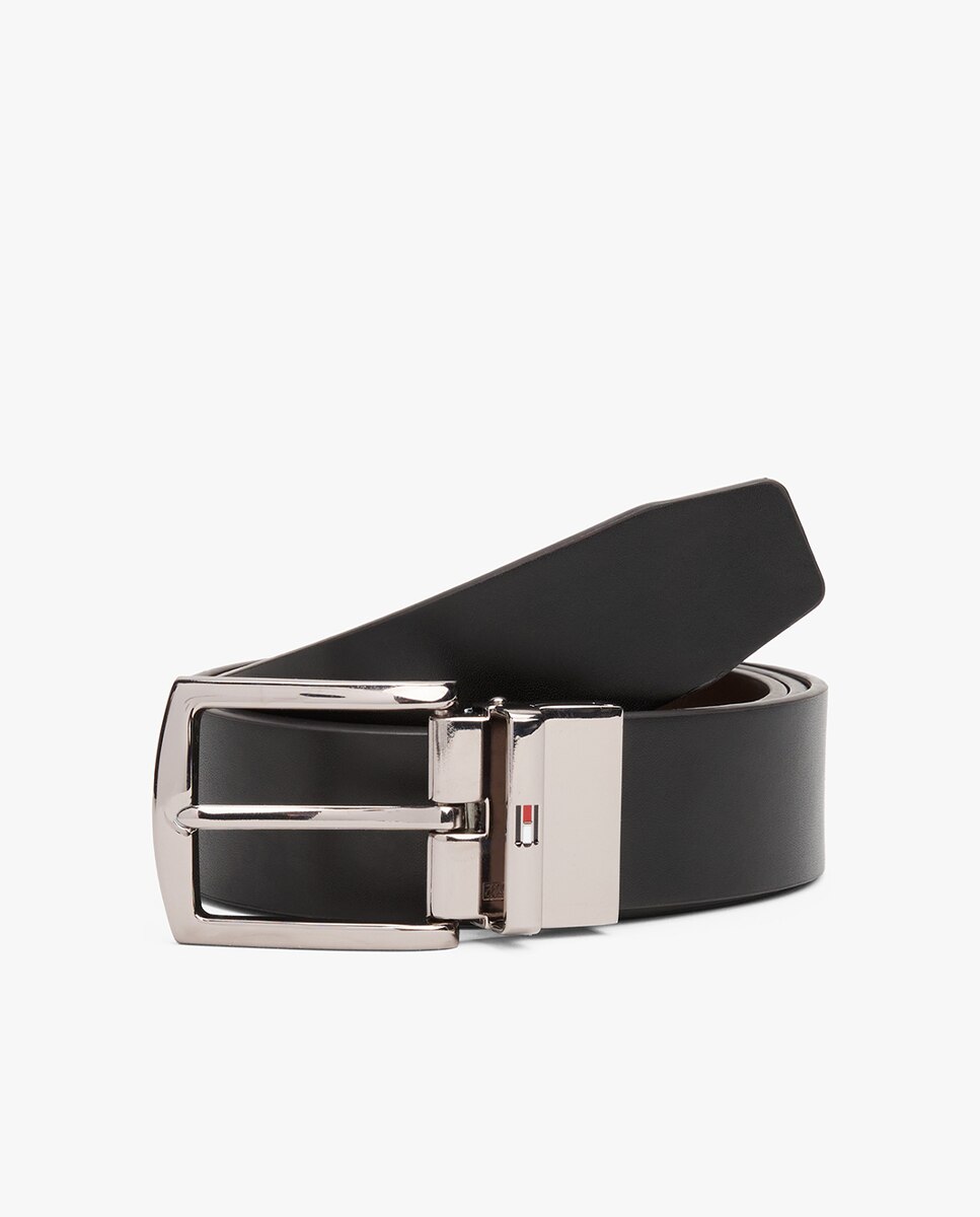 Cinto Reversível com Logótipo Metalizado Castanho-escuro-1