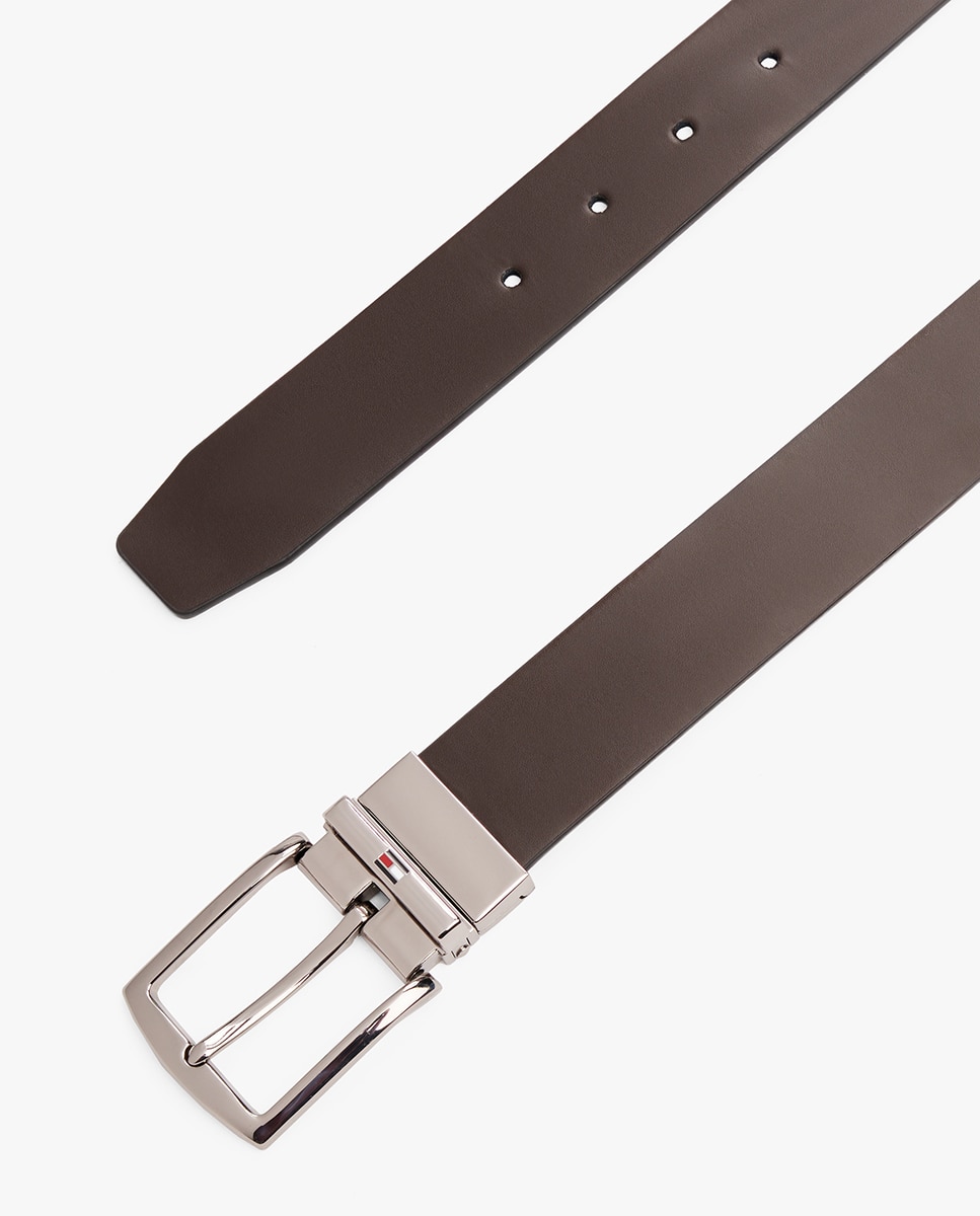 Cinto Reversível com Logótipo Metalizado Castanho-escuro-2