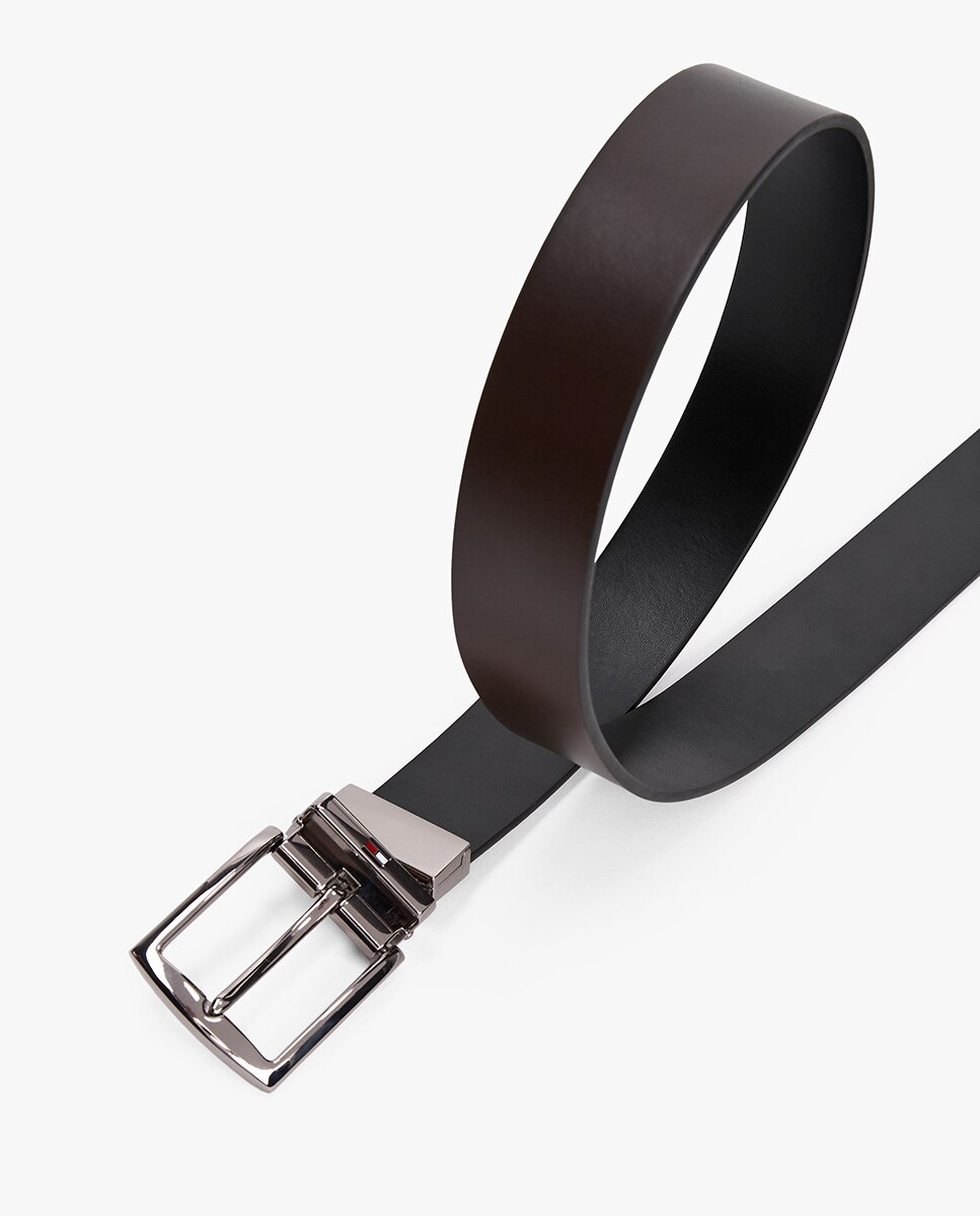 Cinto Reversível com Logótipo Metalizado Castanho-escuro-4