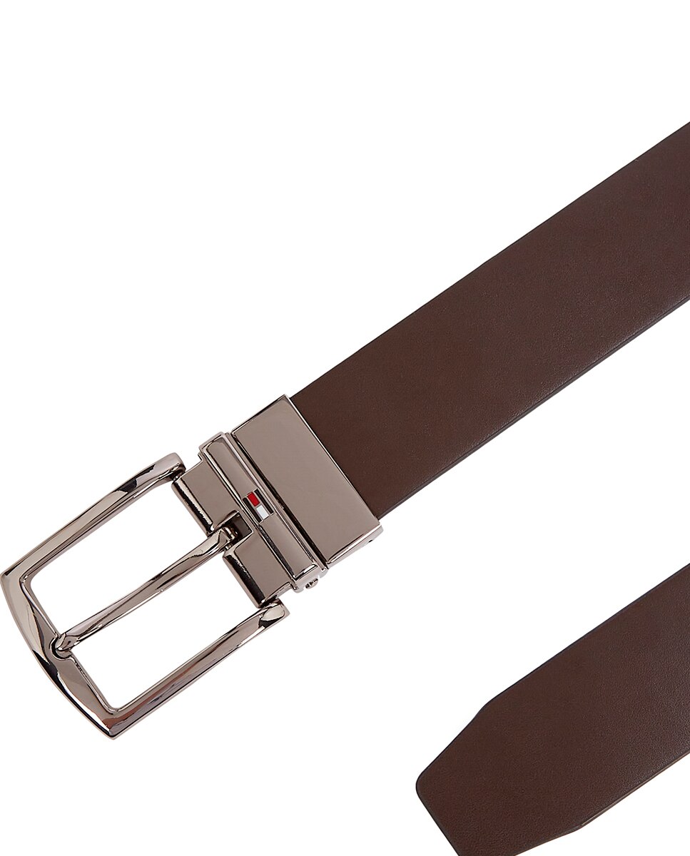 Cinto Reversível com Logótipo Metalizado Castanho-escuro-6