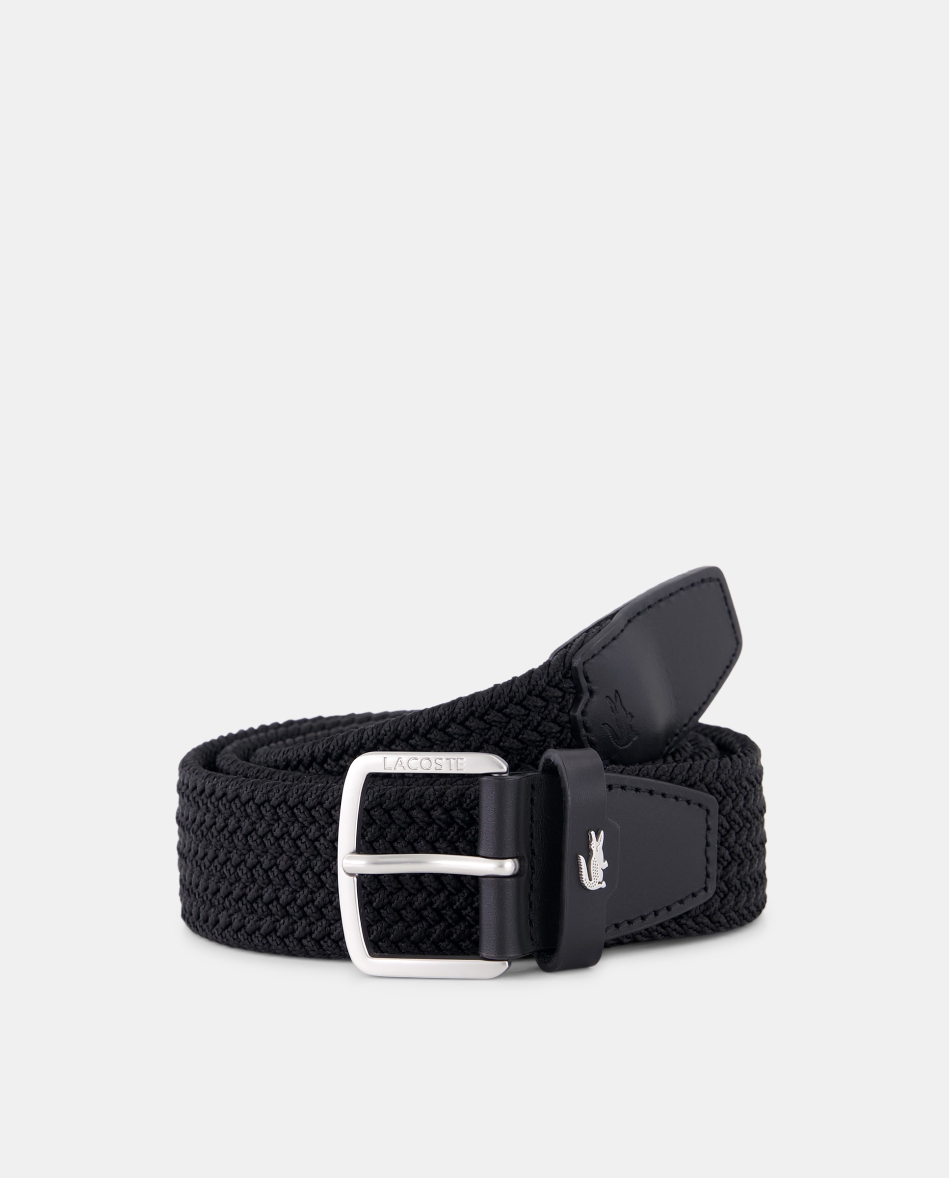 Lacoste - Cinturón de hombre de correa de lona elástica en azul.