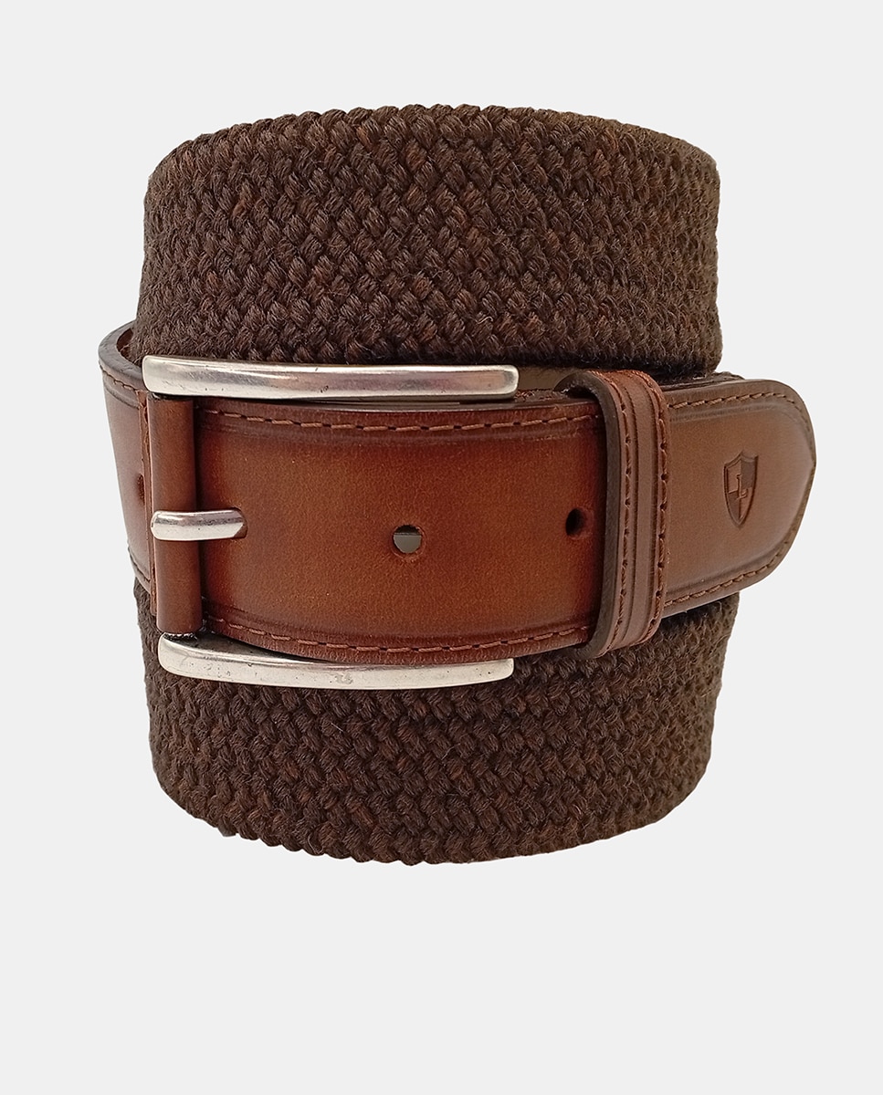 Cinto Entrançado Elástico Castanho-1