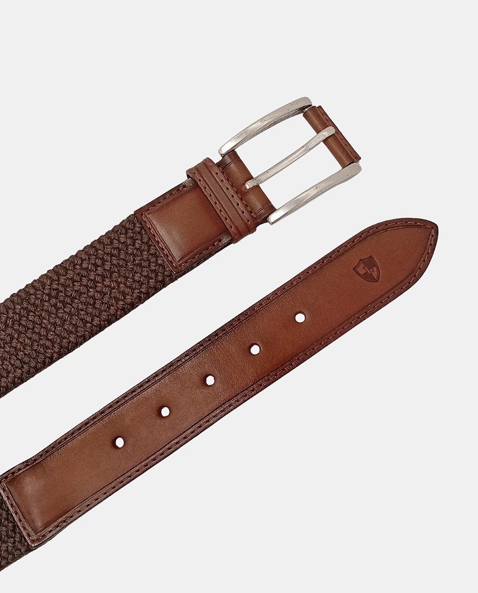 Cinto Entrançado Elástico Castanho-2