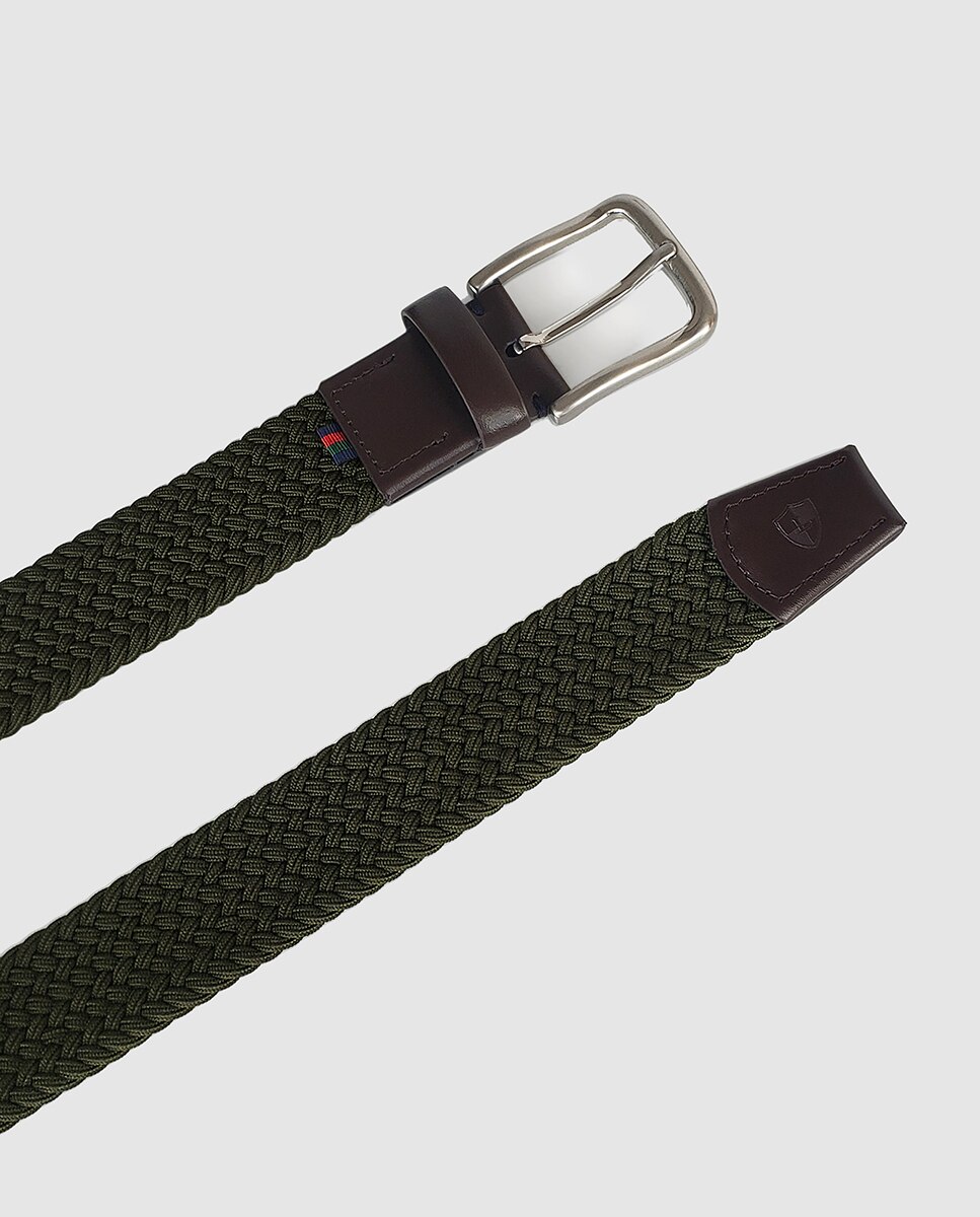 Cinturón trenzado elástico marrón. - Leyva - Negro Verde-2