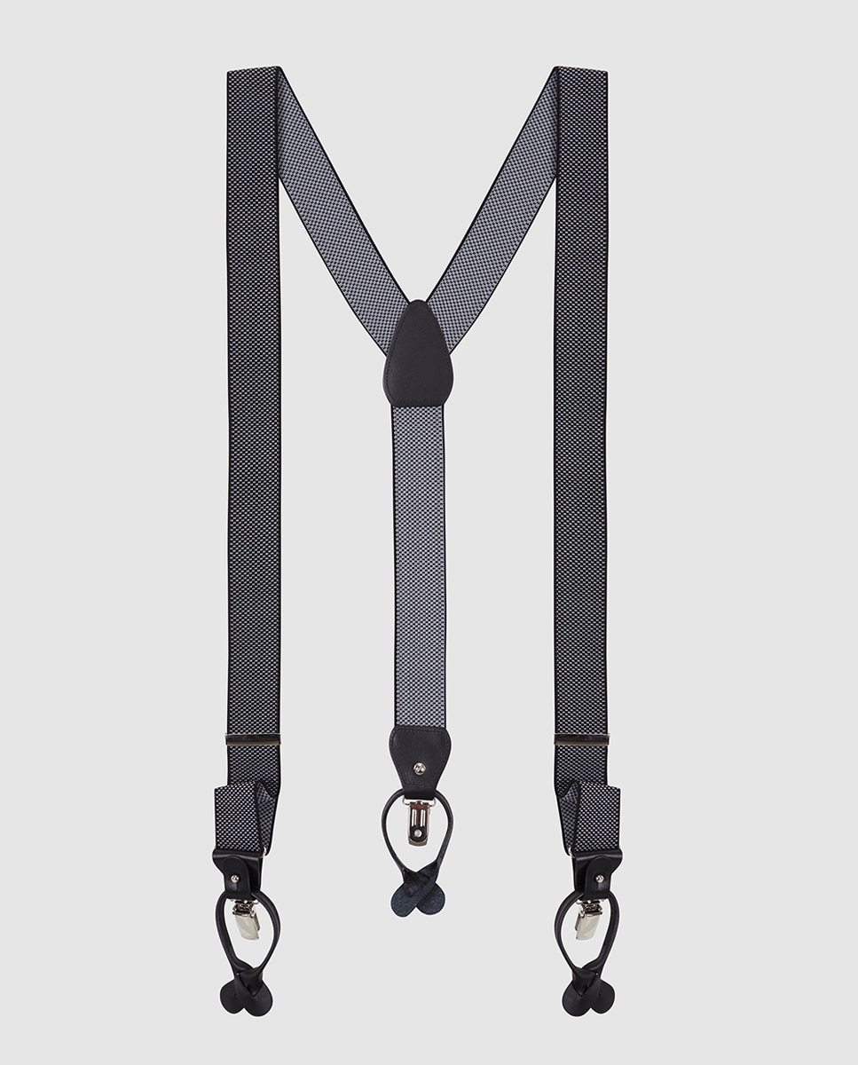 Suspensórios elásticos com microestampado pretos Preto-1